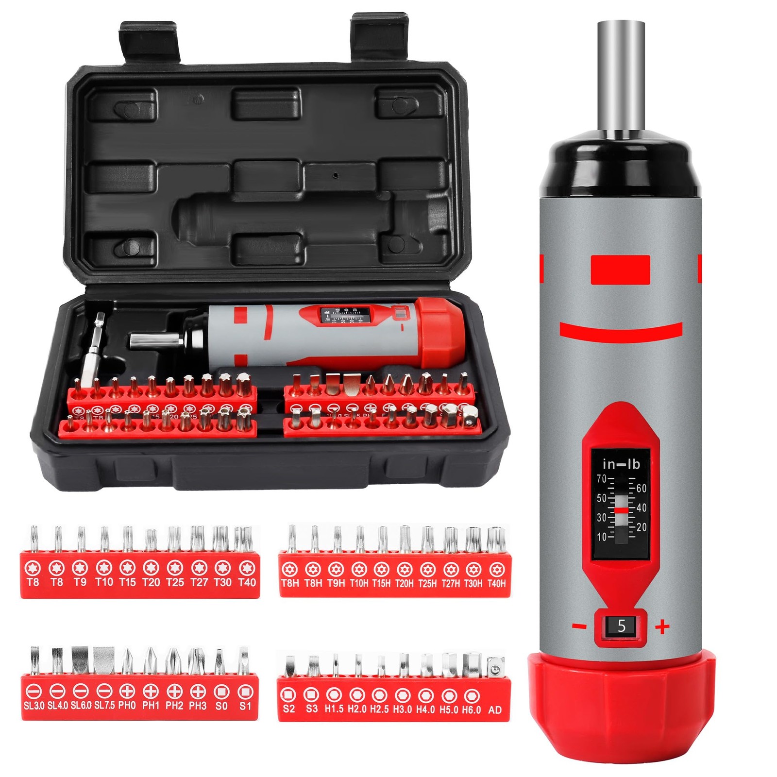 Professional Torque Screwdriver Set 1070 Inch Pounds, 1/4" Drive Adjustable I...