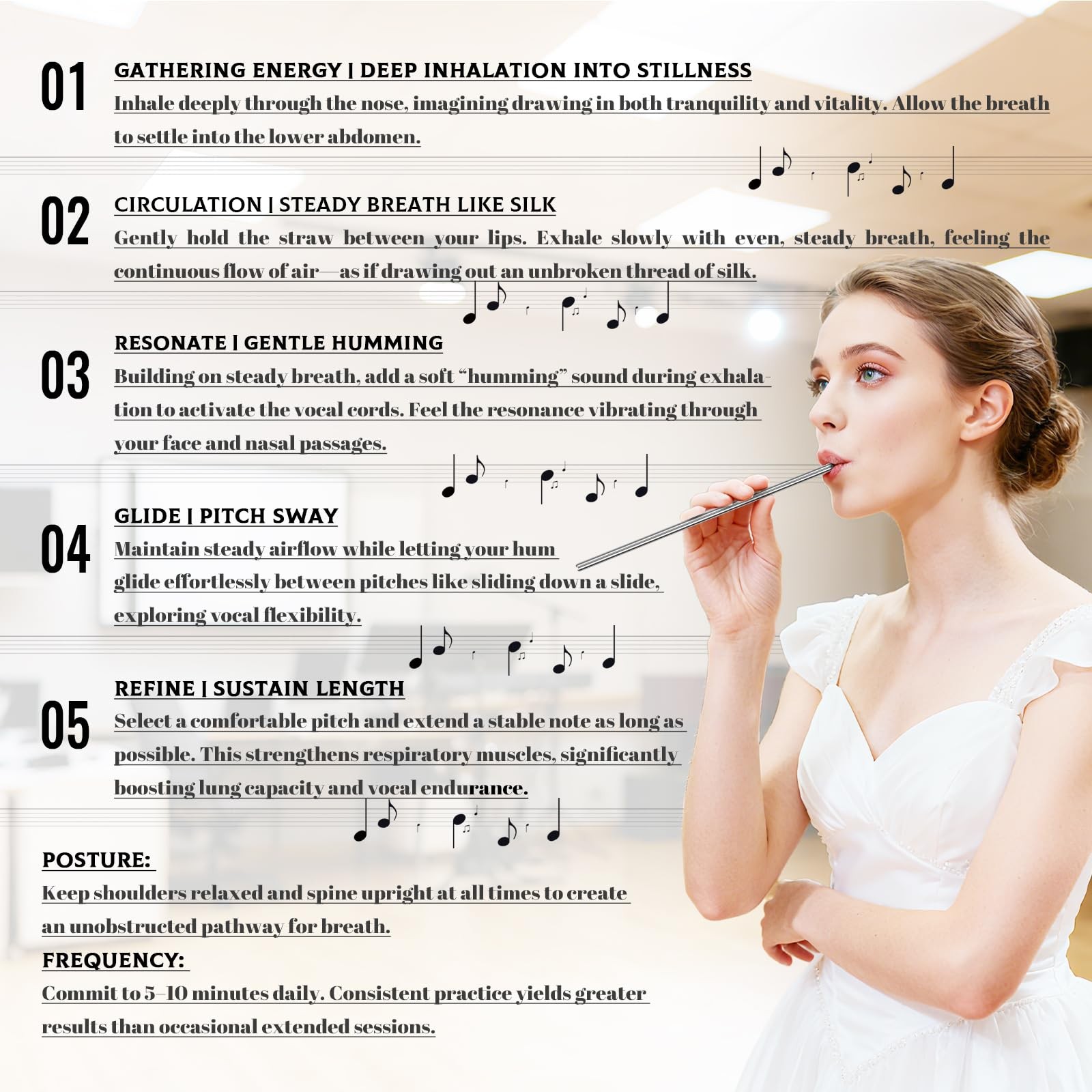 Singing Straw Tool Set Stainless Steel Vocal Training Aid for Voice