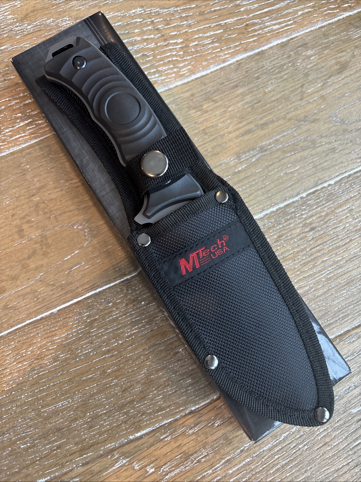 Mtech Fixed Knife Titanium Coated Stainless Drop Point Blade Black - MT-20-70C