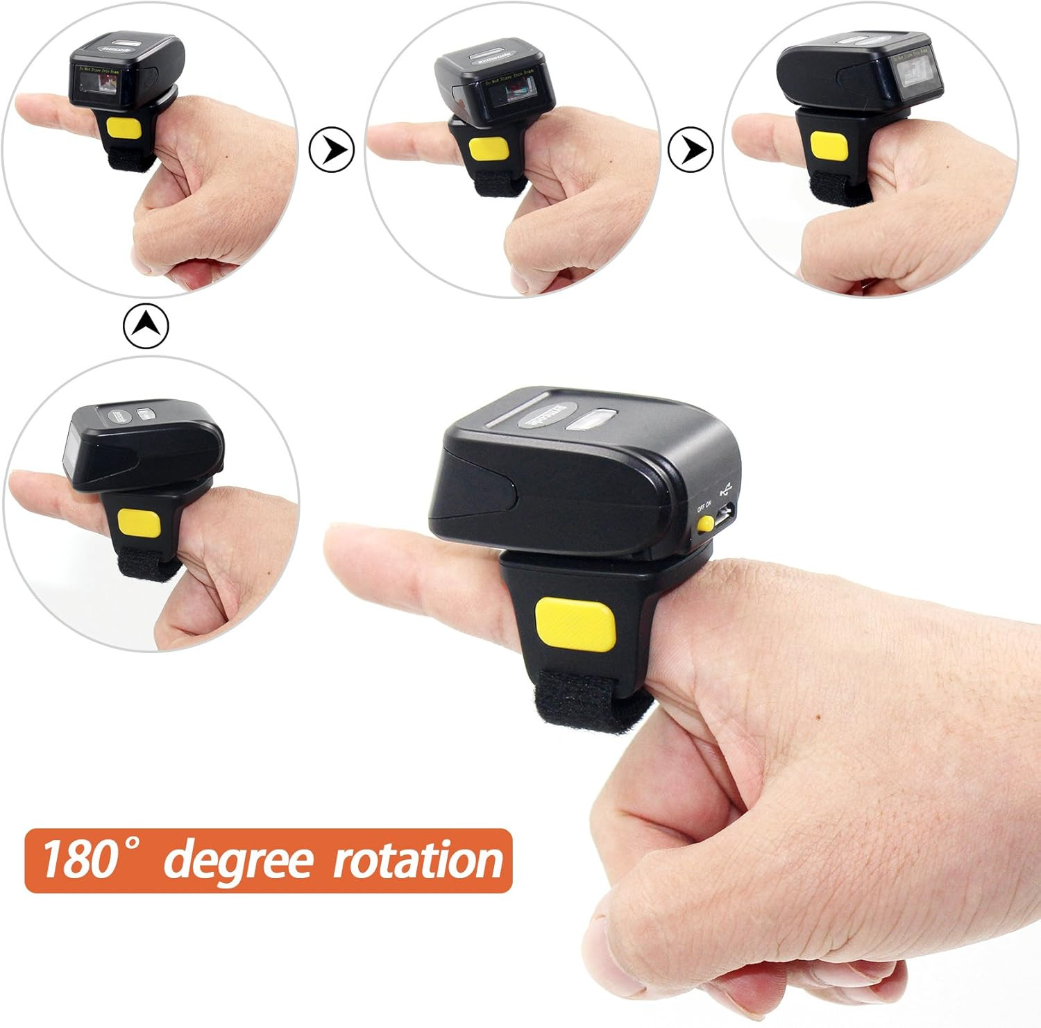 Bluetooth Ring 1D 2D QR Barcode Scanner,Wearable Wireless Finger Mini Bar Code