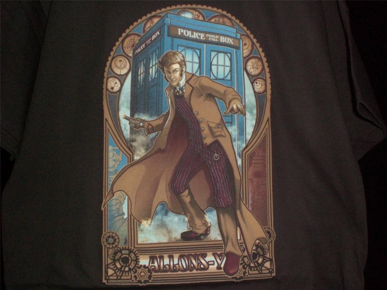 TeeFury Doctor Who LARGE "Physicker Whom" David Tennant Steampunk Shirt BROWN