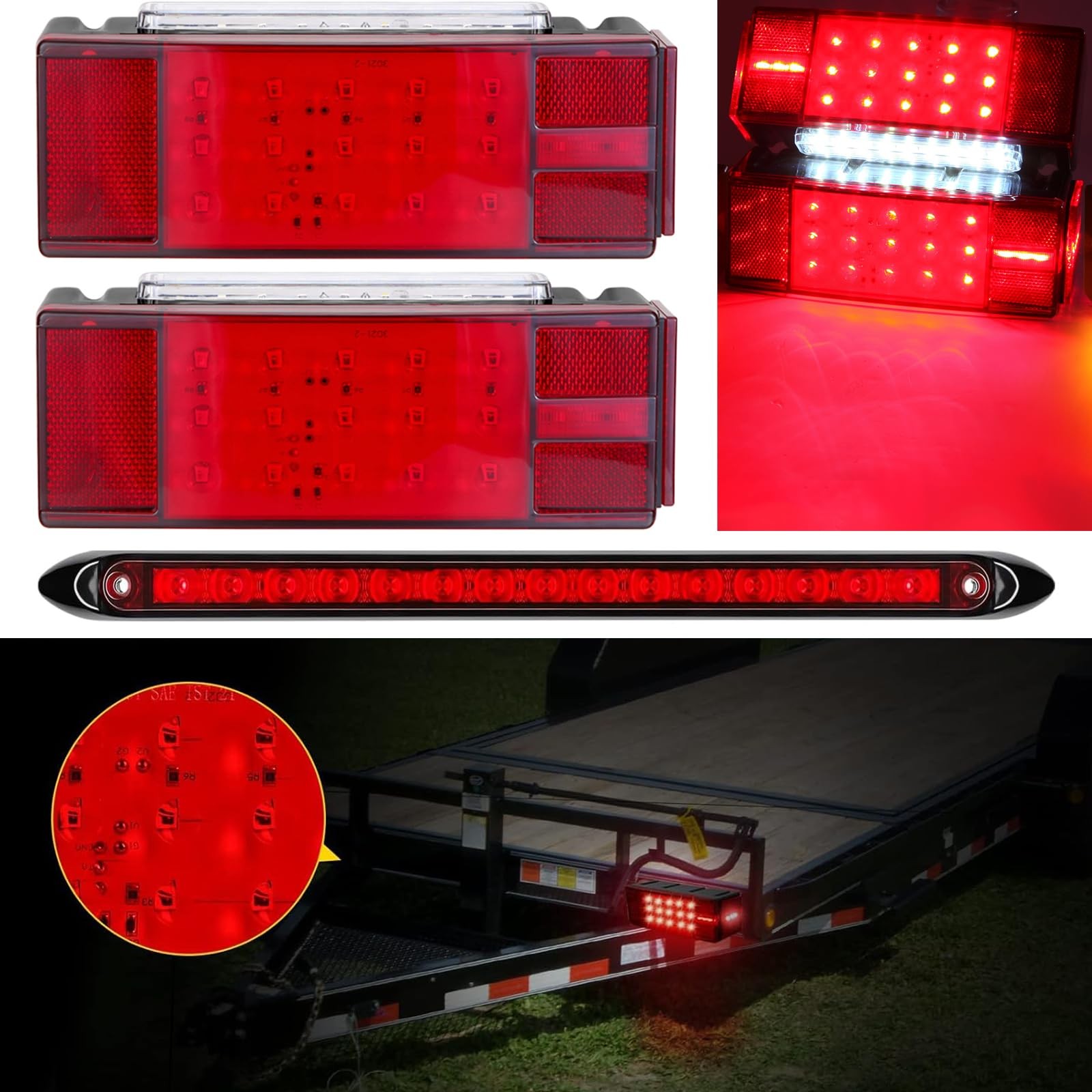 IP68 Submersible LED Trailer Light Kit with Wiring Harness for Boat RV