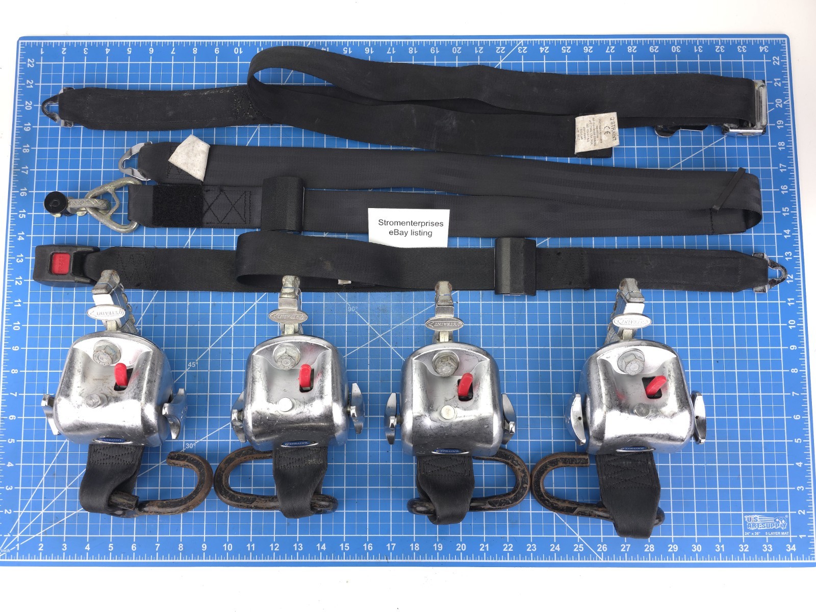 Q'STRAINT Wheelchair Tiedown QRT-3 (4) Retractors, Lap And Shoulder Belt L Track