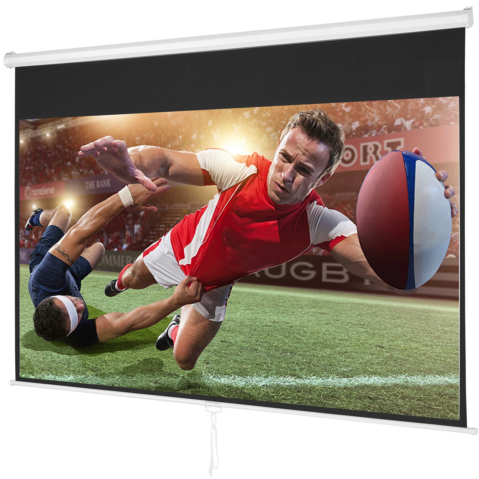 VEVOR Manual Pull Down Projector Screen 100 inch 16:9 4K 1080 HD Retractable