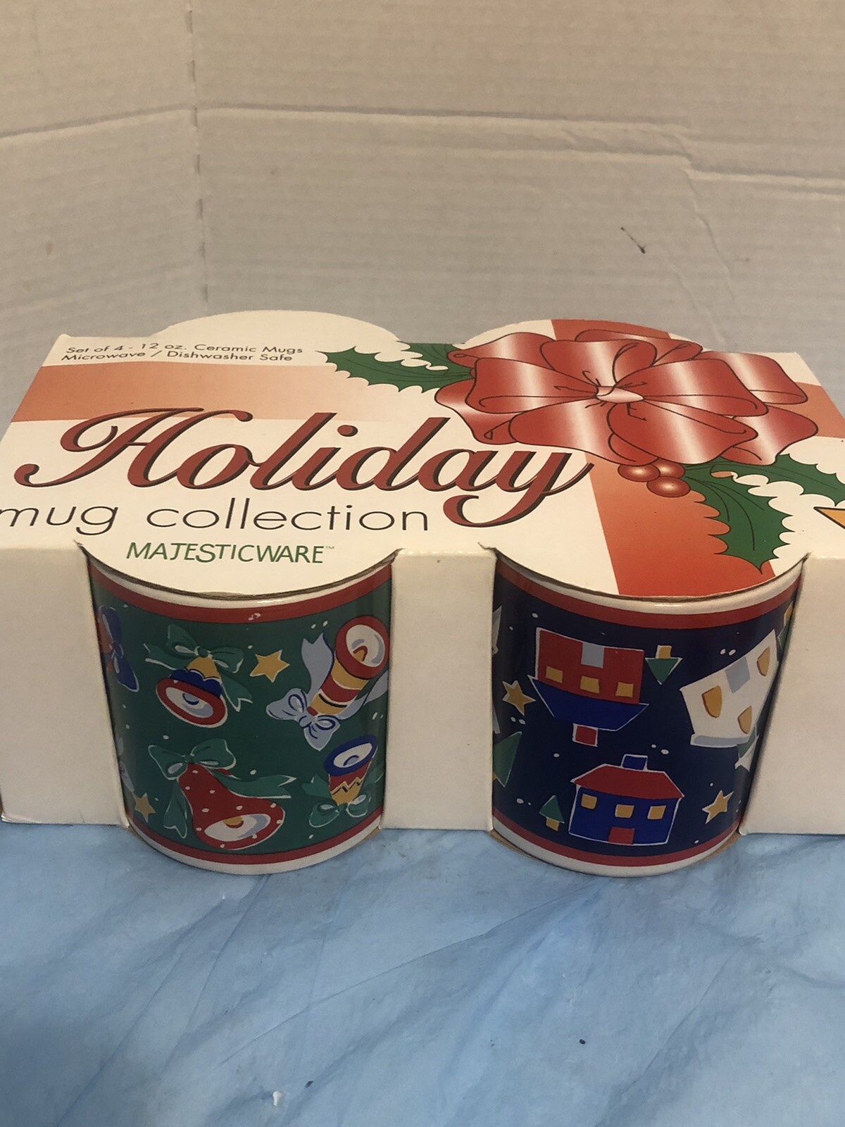 Majesticware Holiday Coffee Mug Assorted Christmas 12-oz Set Of 4 New In Box