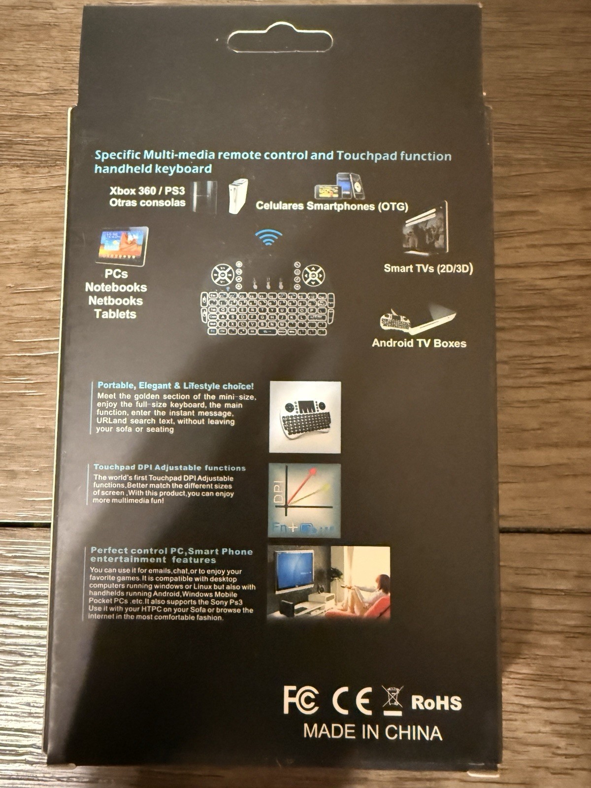 New Mini Tri-Color Backlit Wireless Remote Control Keyboard With Touchpad