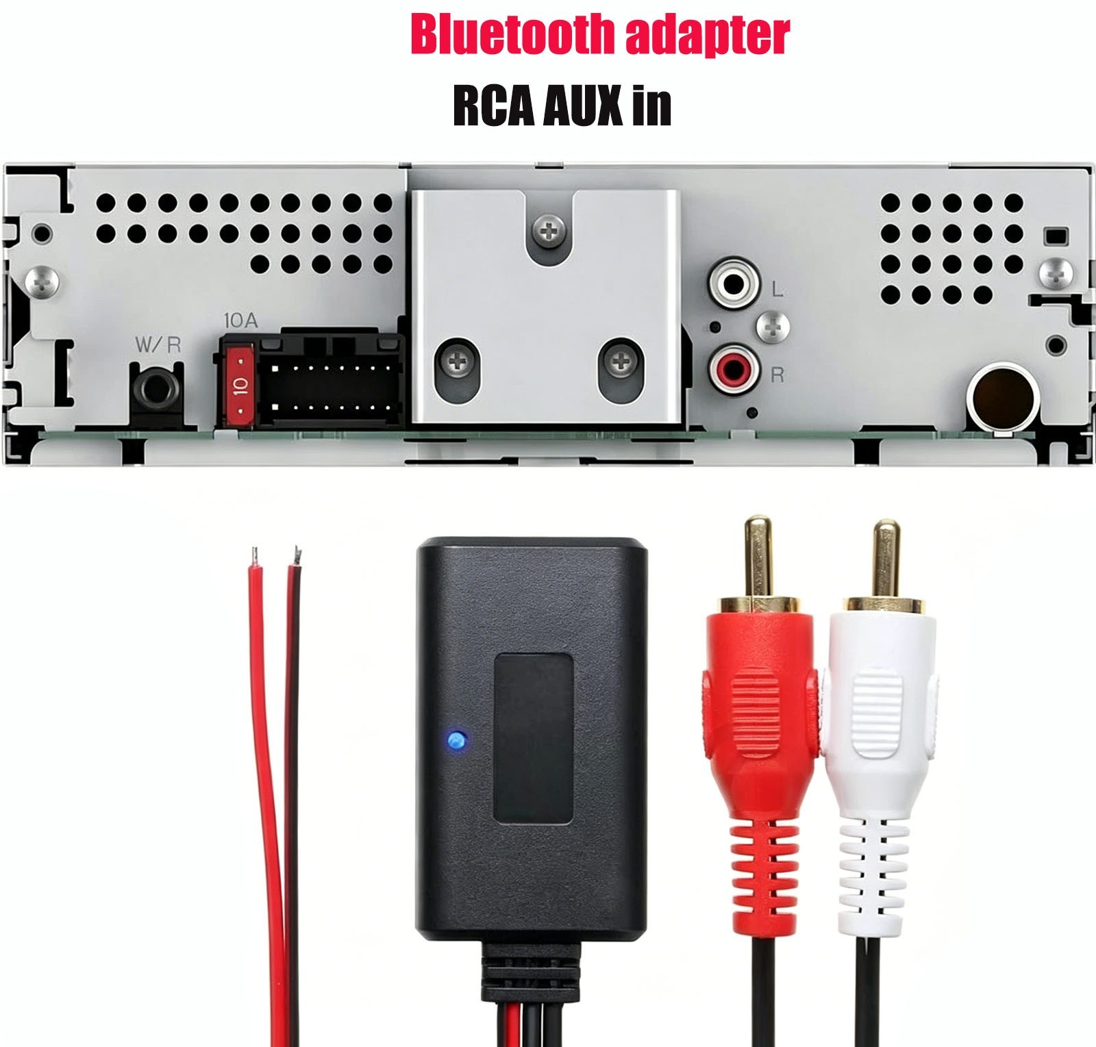 1PCS Car 12V Aux Bluetooth 5.0 Adapter Module Music Receiver Car Kit 2 RCA Input