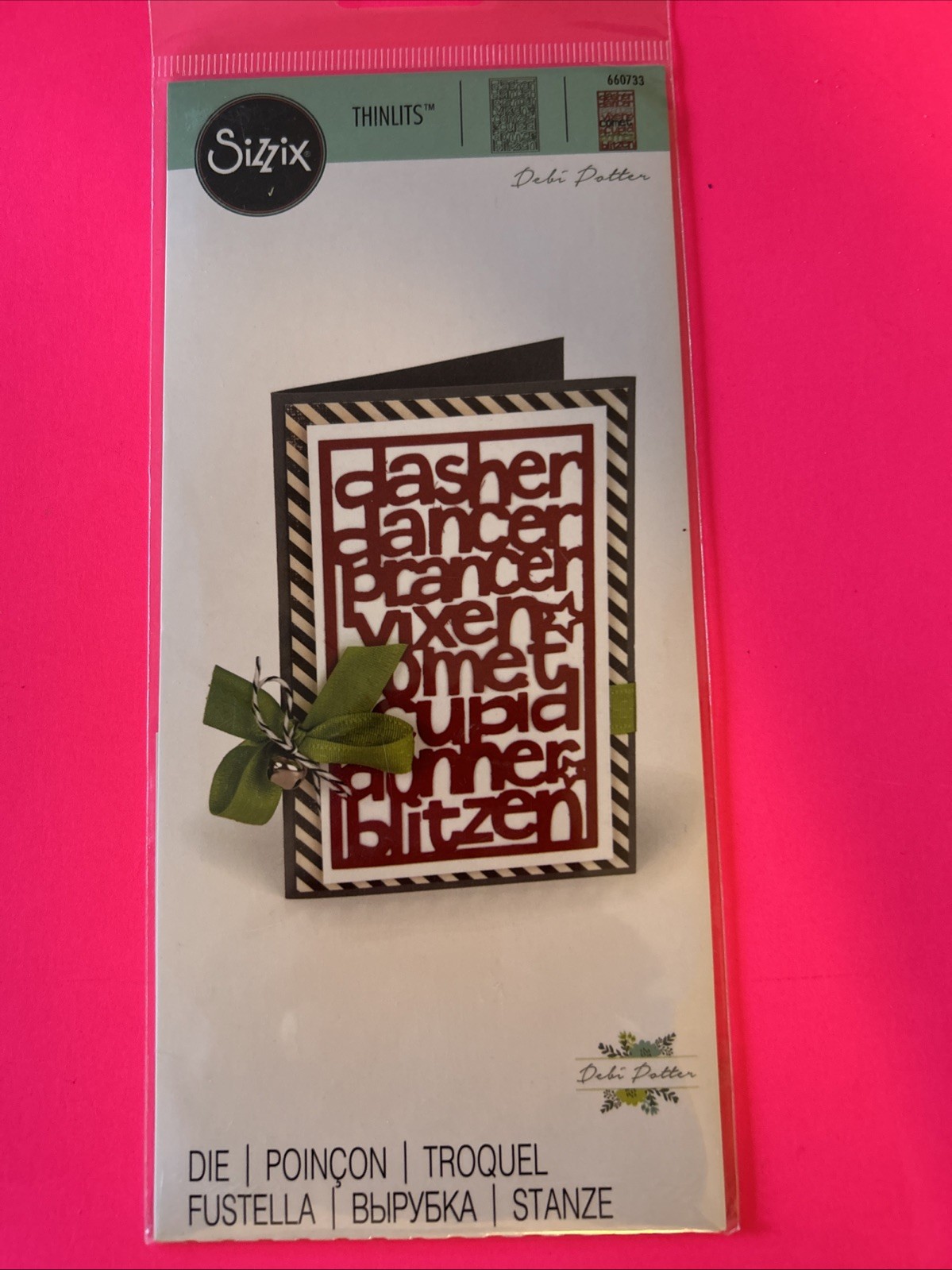 Sizzix Thinlits~Debbie Potter ~REINDEER NAMES ~ Christmas ~ Dasher Vixen 660733