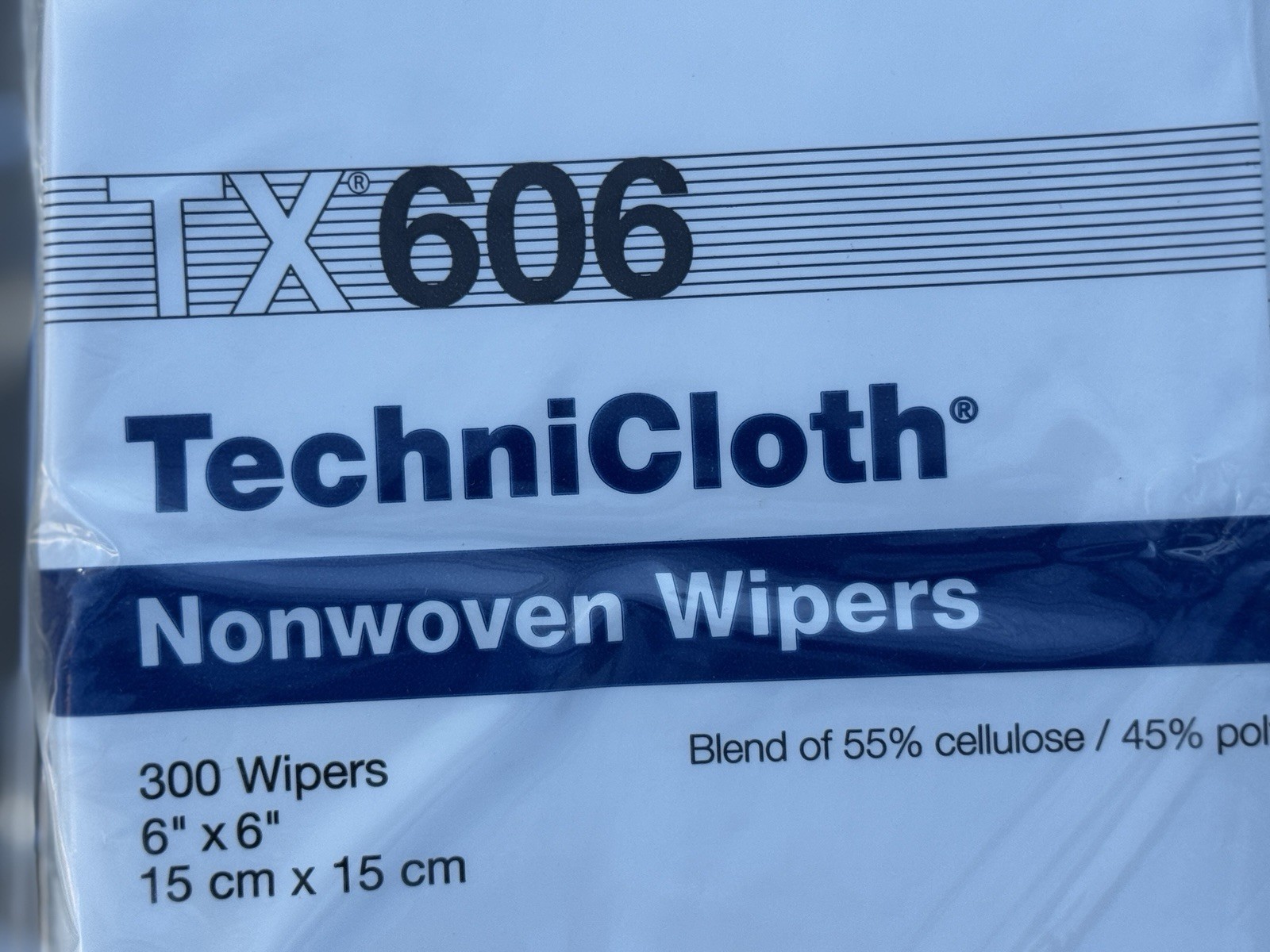 Texwipe TX606 - TechniCloth dry wipers, 6 inch x 6 inch, 600/bag