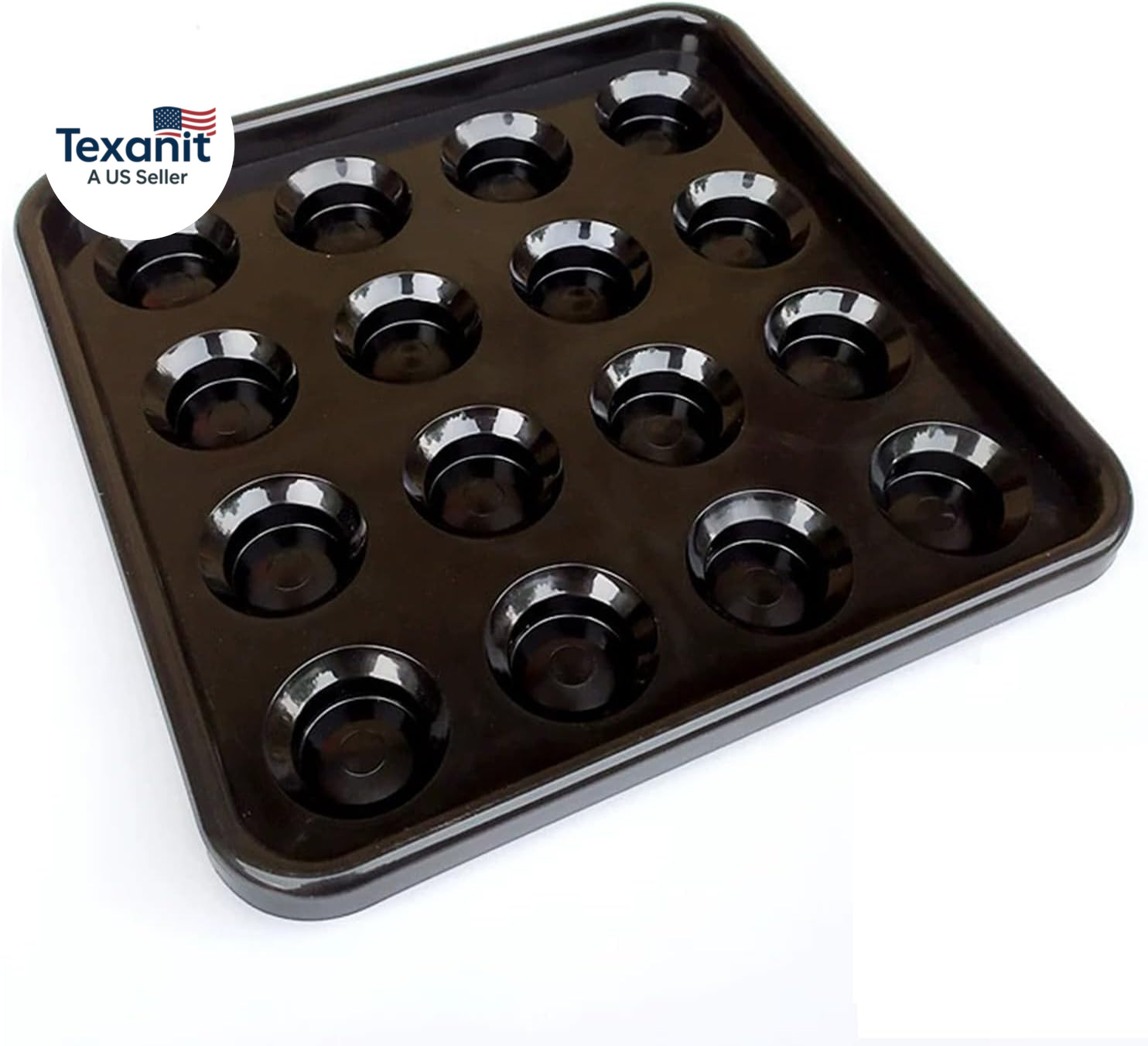Standard Pool Billiard Ball Tray for 16 Balls, 2 1/4-Inch Black Plastic Pool Bal