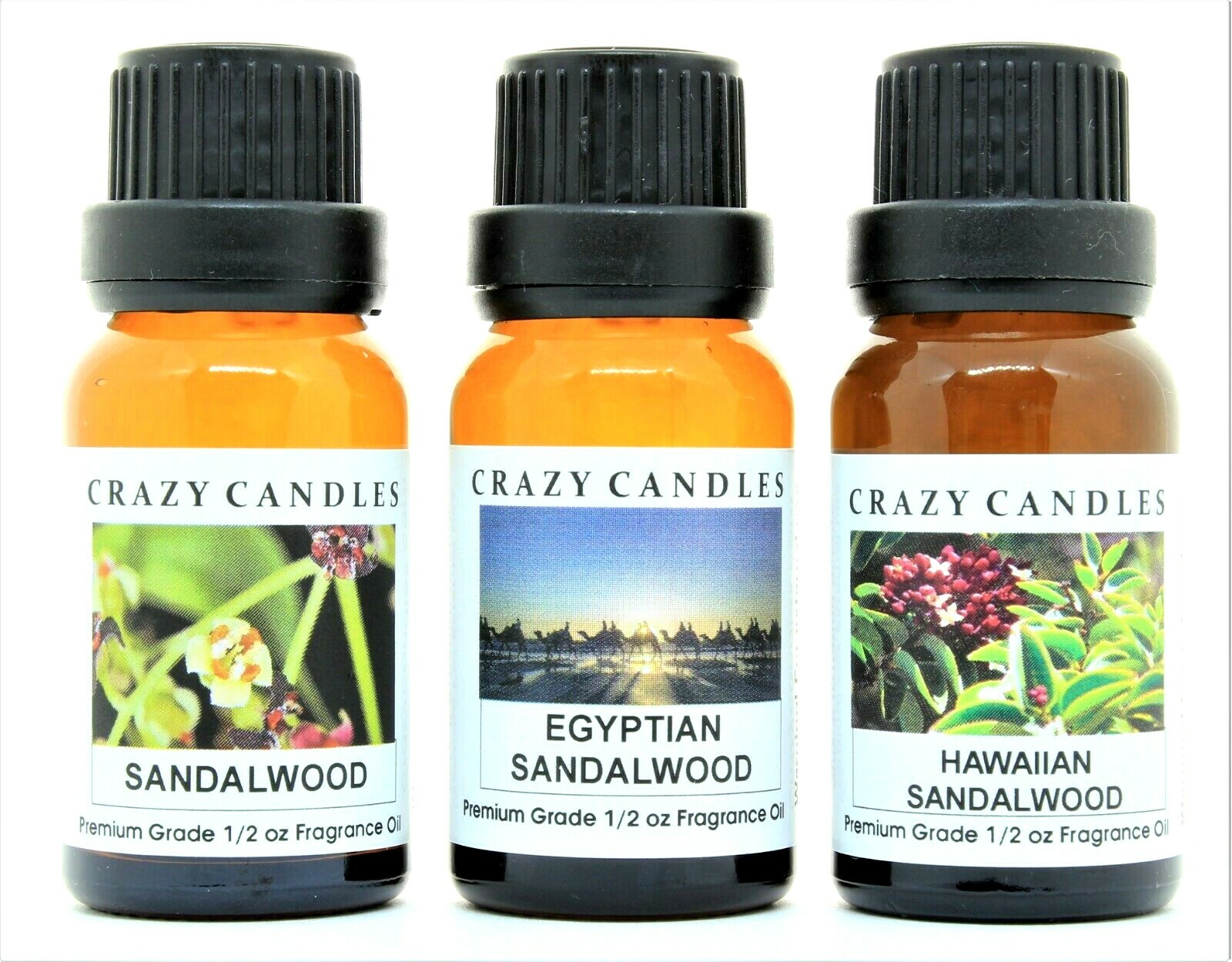 3 Oil Set: Hawaiian Sandalwood, Sandalwood, Egyptian Sandalwood 1/2oz Bottle