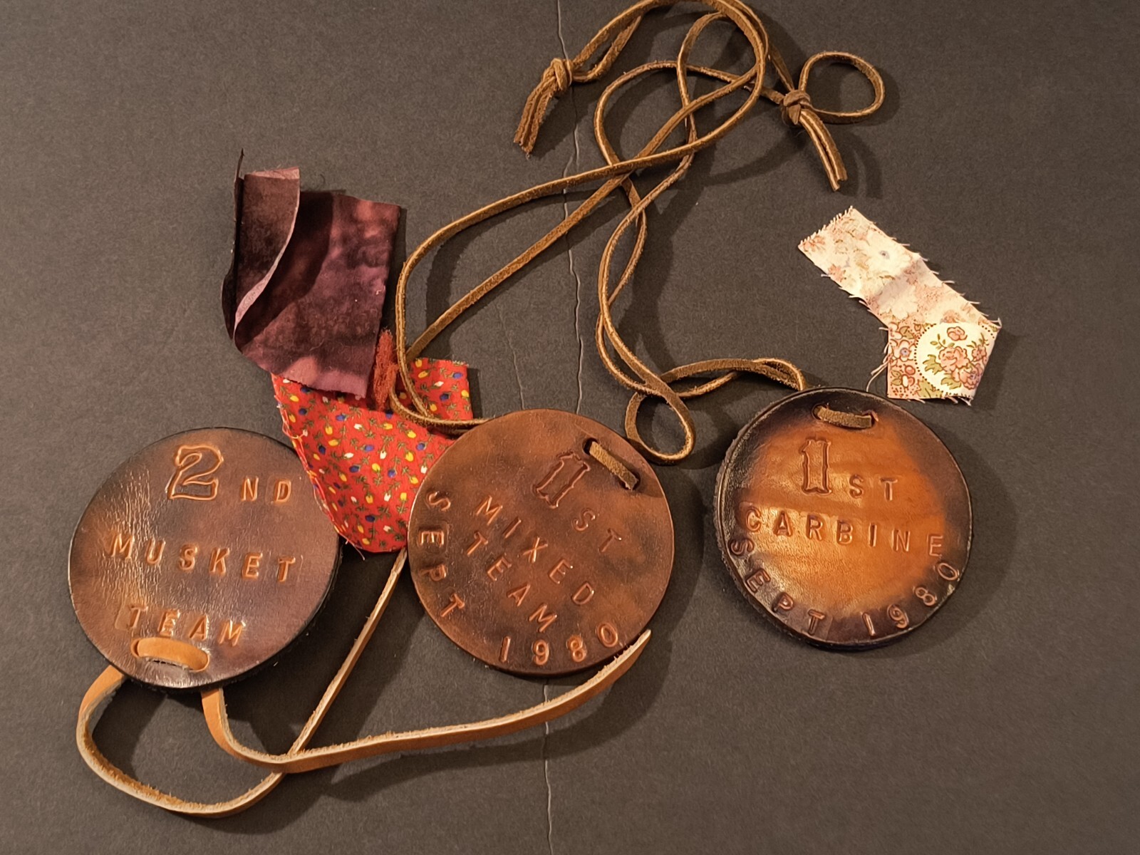 civil war reenactment Medal 1980 Lot Of 3 Leather Musket Carbine 1st 2nd