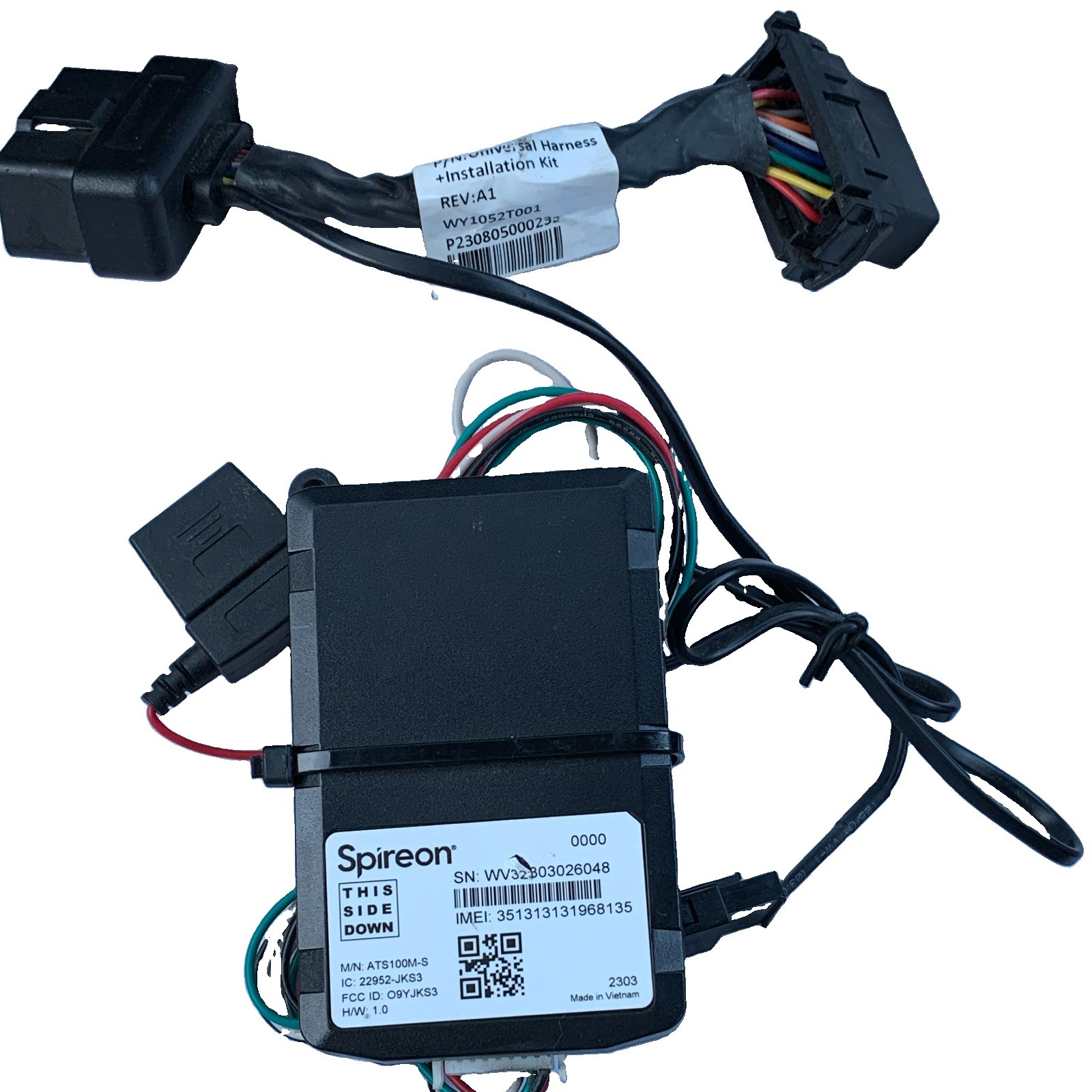 Spireon ATS100M-S Car GPS Tracking Device w/ Universal Harness Installation Kit