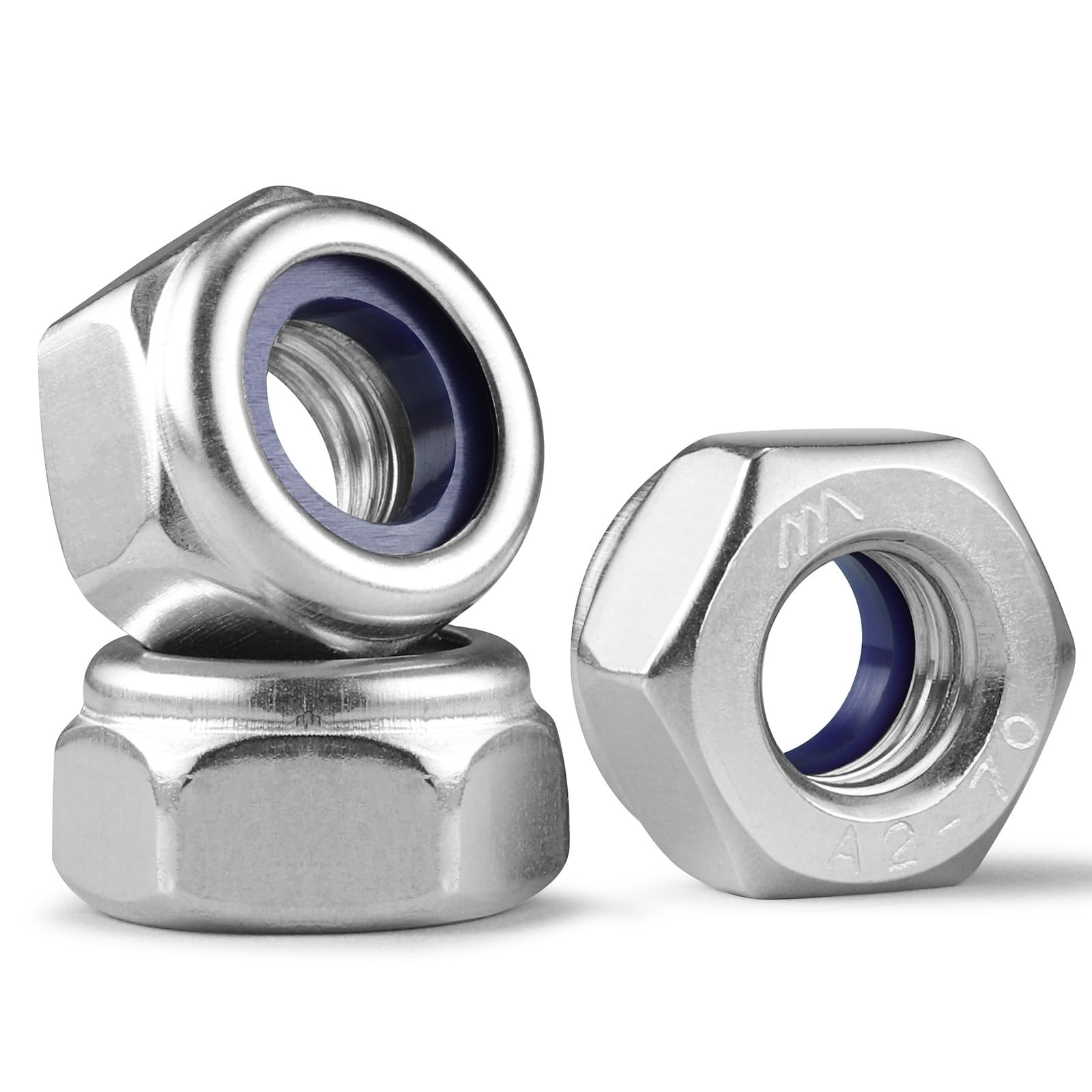 20Pcs M12-1.75 Lock Nuts Nylon Insert Locknuts 304 Stainless Steel 18-8 SS A2