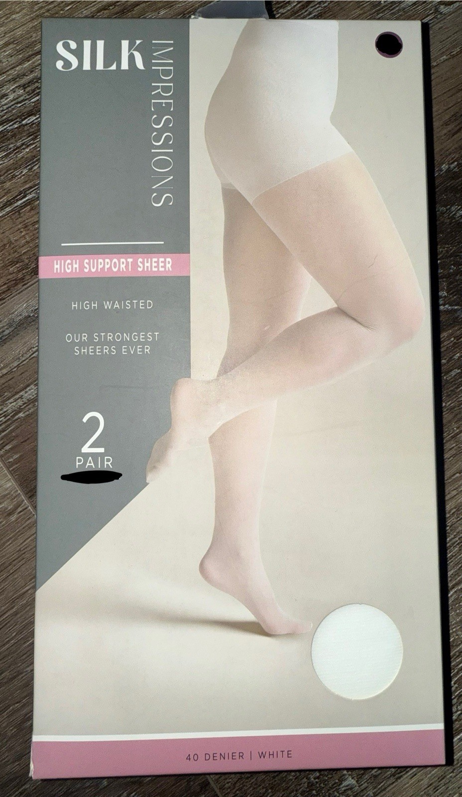 Silk Impressions ~ 2 Pair Women's Pantyhose White 40 Denier Sheer ~ L