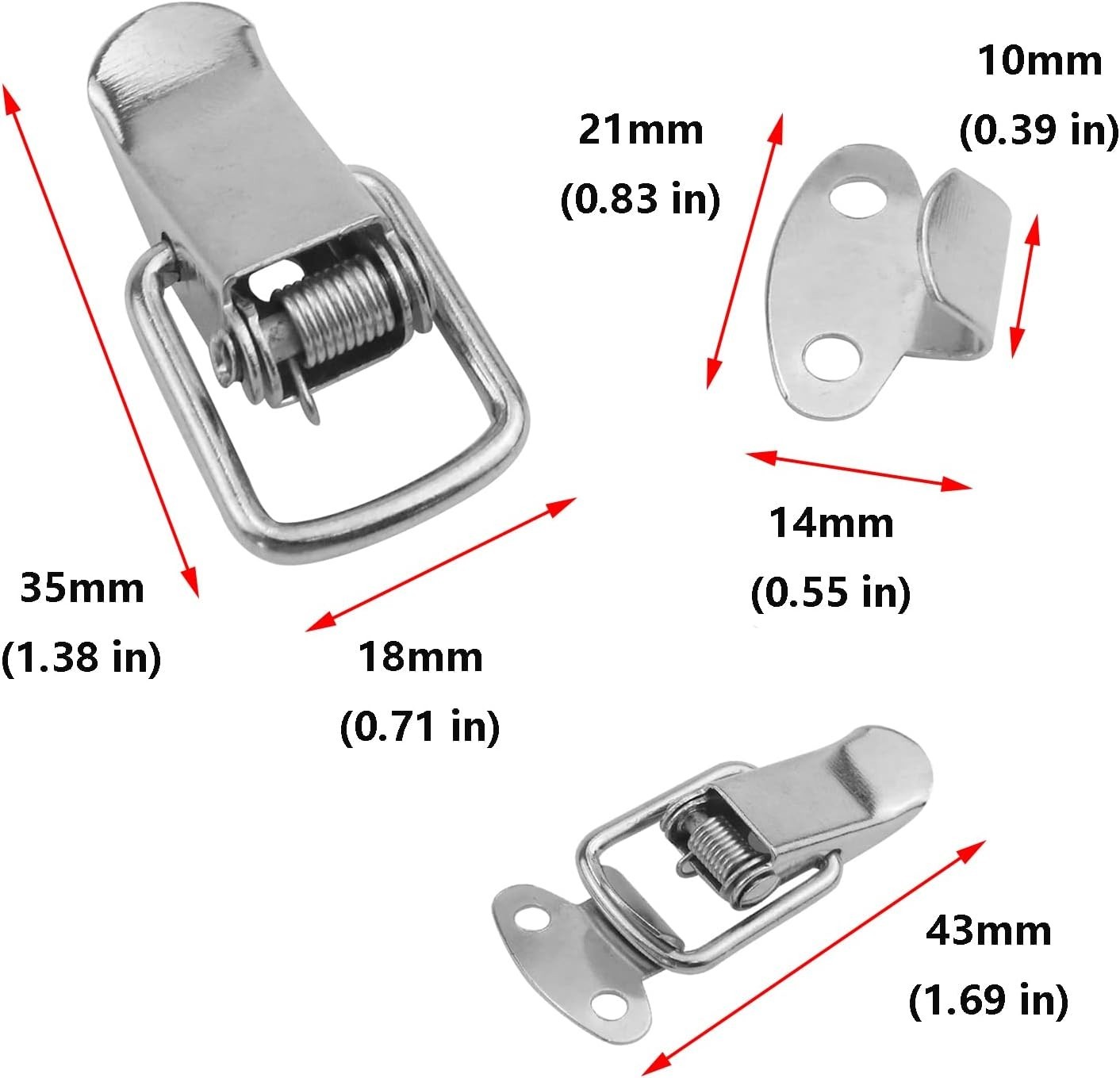 Durable Metal Box Latch with Spring Loaded Mechanism - 6 Pack for Versatile Use