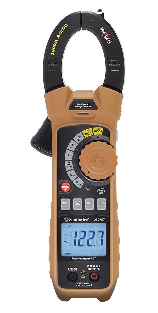 Clamp Meter 1000A True RMS AC/DC - Voltage Detector, LED Work Light, CAT IV 600V