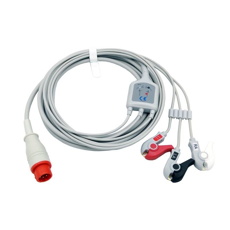8pin ECG Leadwire Patient Cable 5-Leads Pinch/Grabber for Bionet BM3, BM3VET