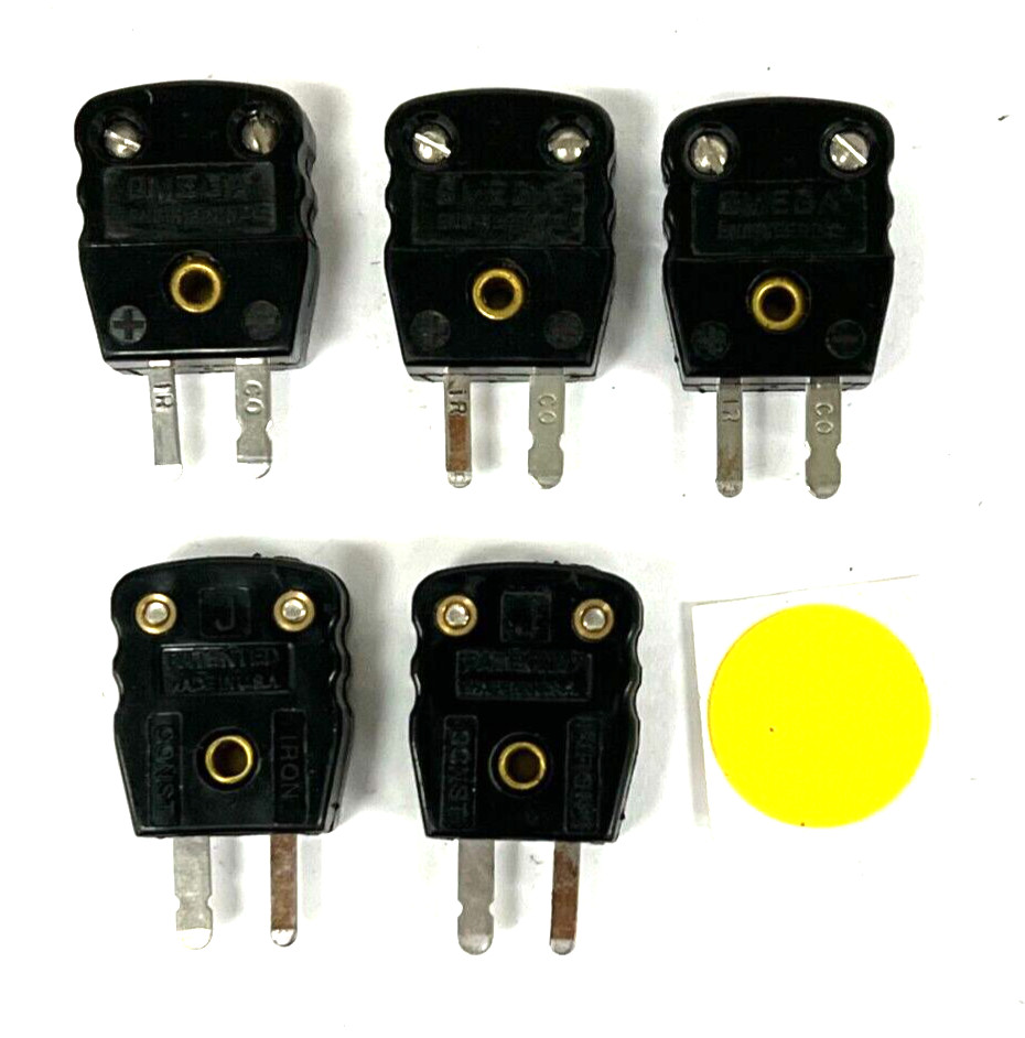 OMEGA TYPE J THERMOCOUPLE CONNECTOR PLUG OSTW SERIES BLACK LOT OF 5
