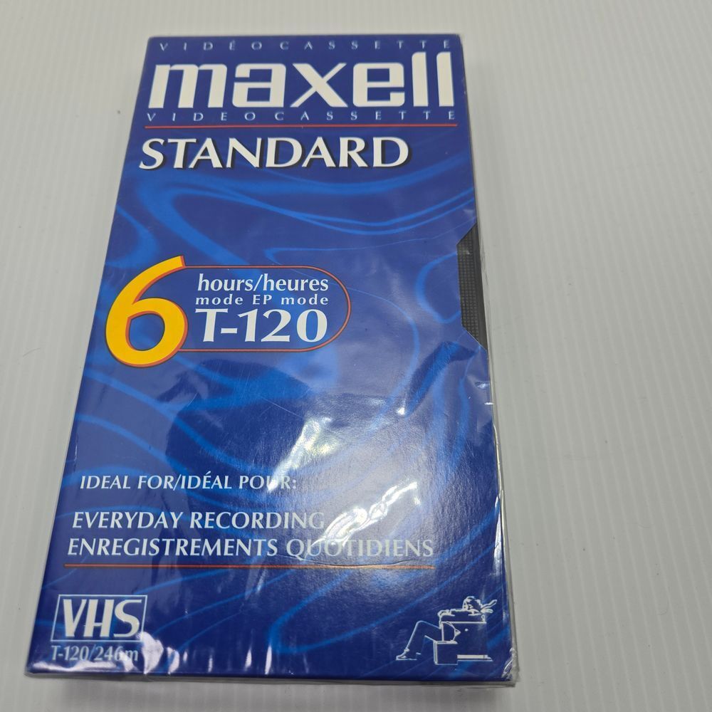 Maxell Standard VHS T-120 Blank Video Tape 6 Hours Recording Time New Sealed