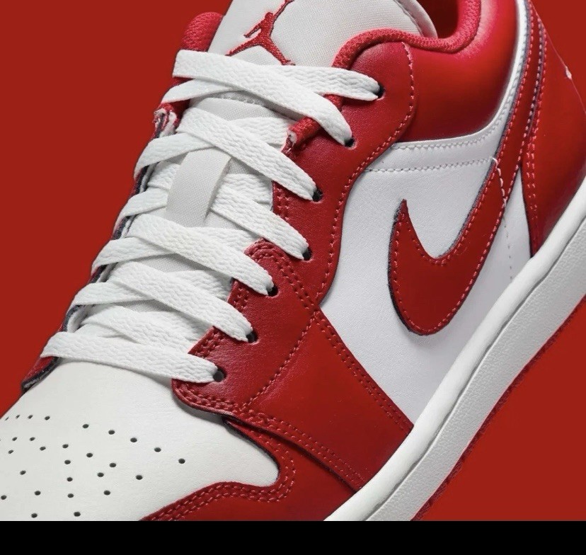 Nike Air Jordan 1 Low Shoes Summit White Varsity Red 553558-166 Men's Sizes NEW