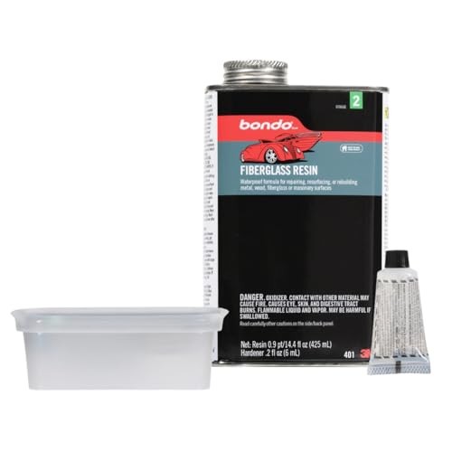 3M Bondo Fiberglass Resin 0.9 Pint, Stage 2, 401, Waterproof Formula Repairing