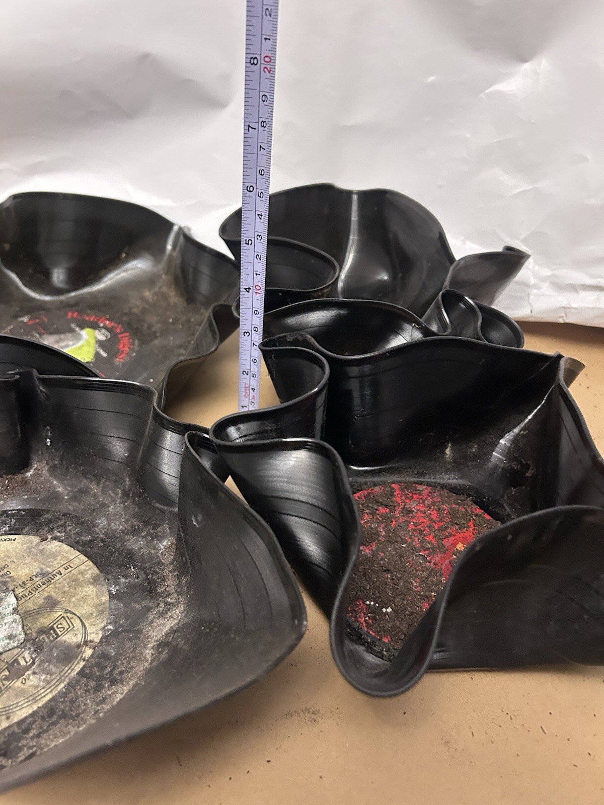 Handmade melted record/vinyl used for planter x4 VTG