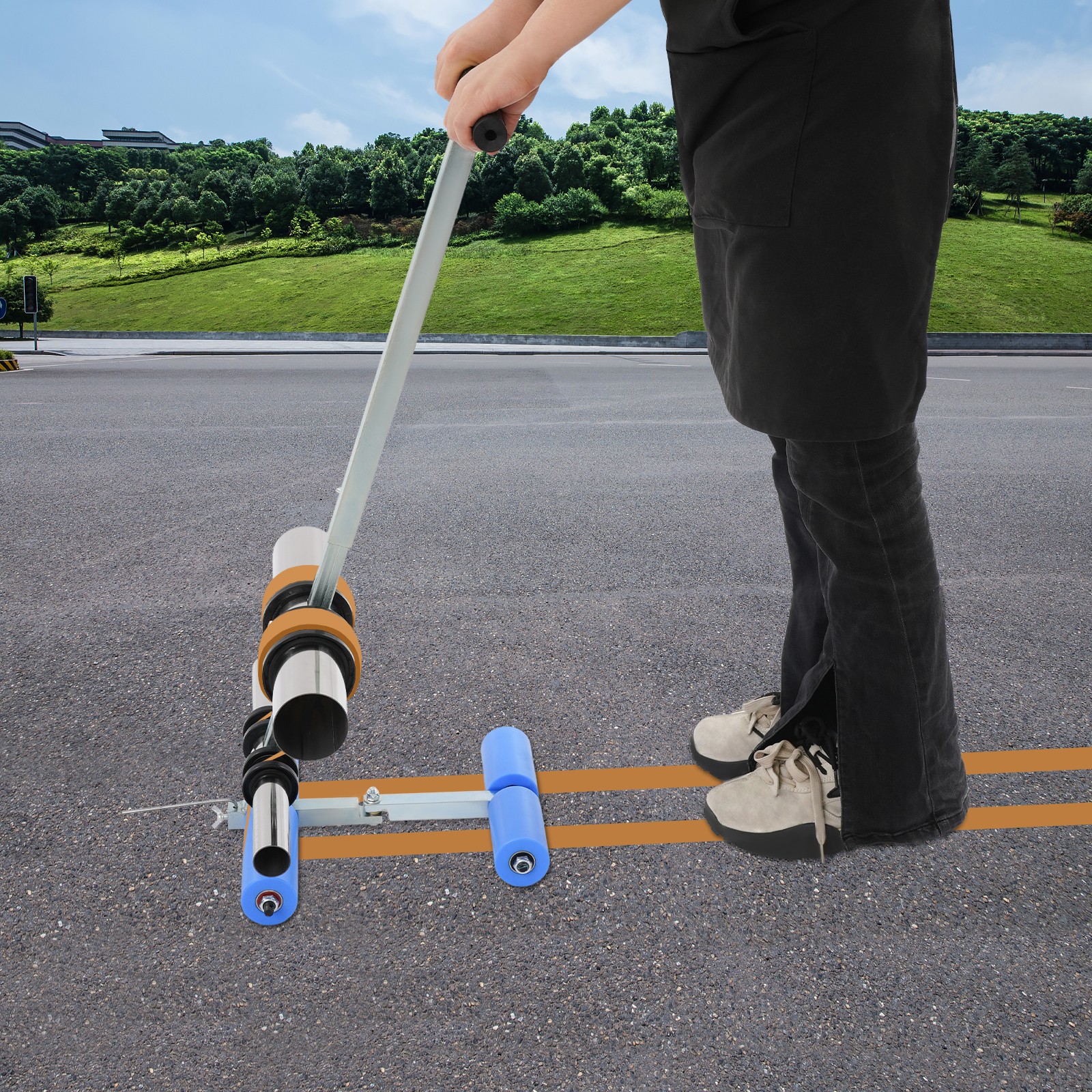 Tape Marking Machine Hand Push Tape Sticking Parking Lot Road Basketball Court