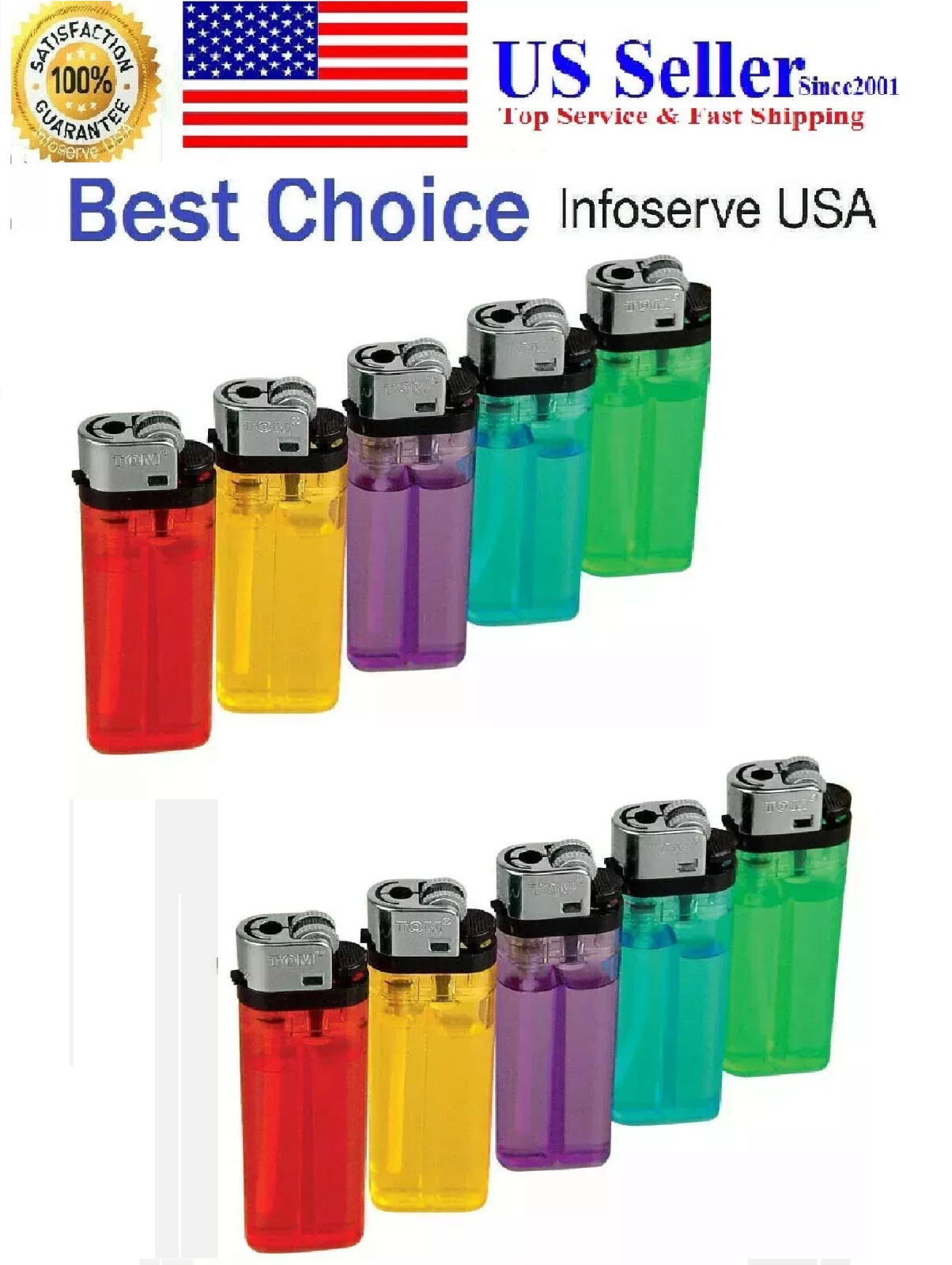 10 X Durable Disposable Butane Lighter Assorted Color: BBQ, Camping 10 X Lighter