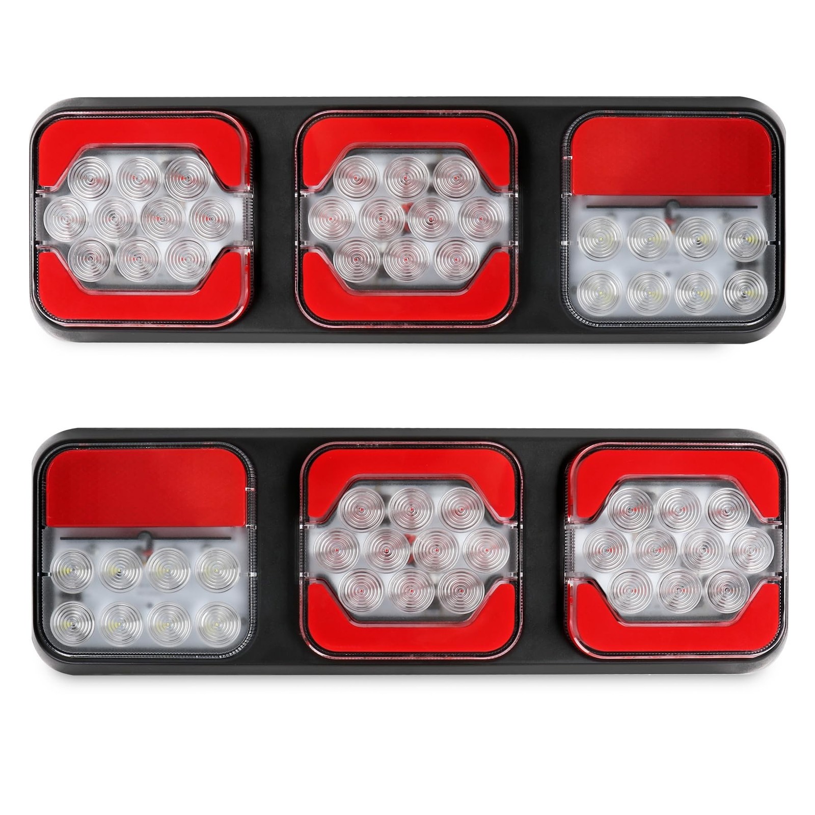 2pcs Camper RV Tail Lights Trailer Triple Leds Tail Clearance Rectangle Stop ...