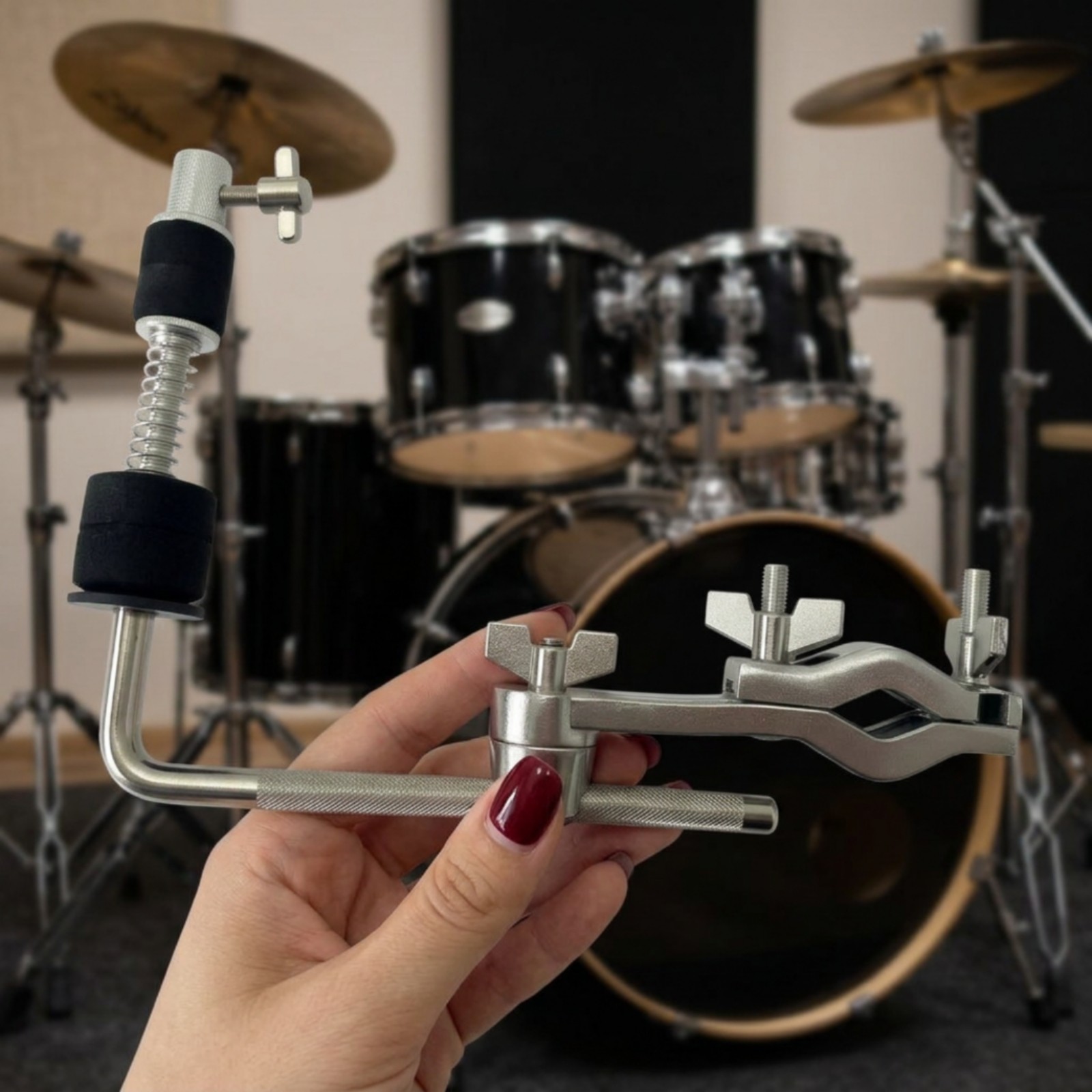 Drum Hardware Extension Clamp Knurled Drum Clamp with L-Rod Adjustable for