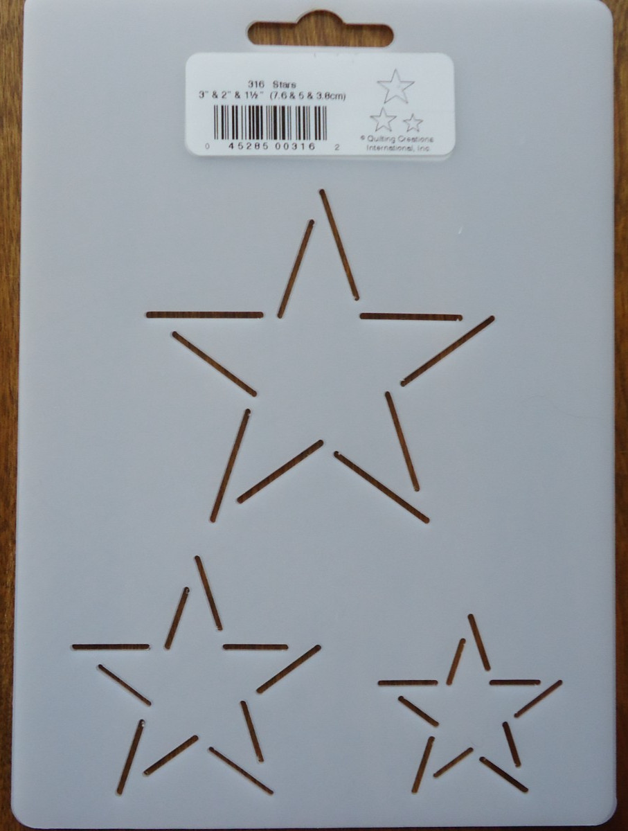 Stencil Quilting 316 Stars quilt crafts QC 3" 2" 1 1/2"  template 7.6 5 3.8cm