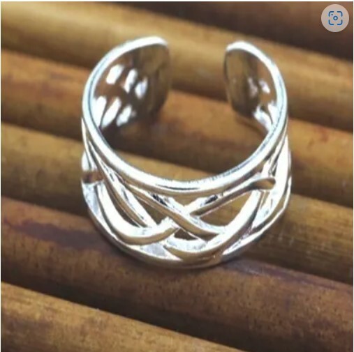 CHRISTMAS GIFT 4 WOMEN Solid Metal Overlap Elegant Adjustable Toe Ring 925Silver