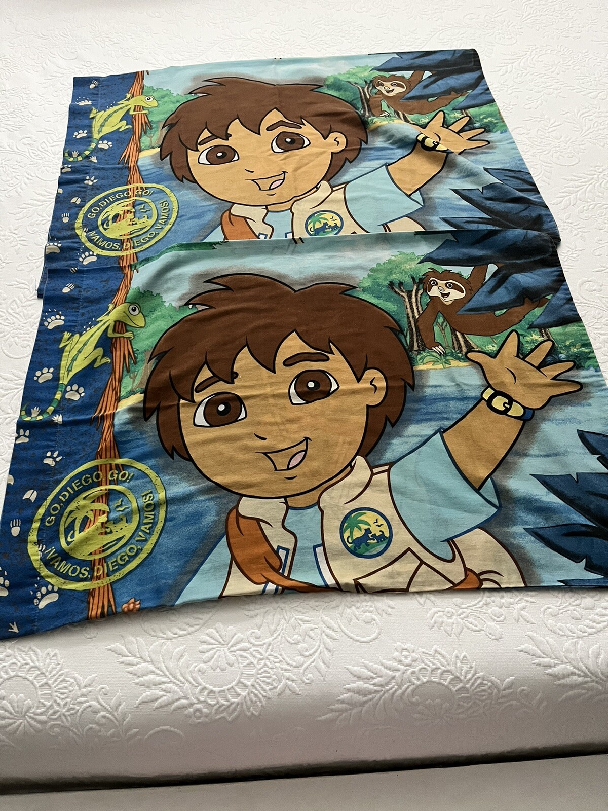 Y2K Go Diego Go Animal Rescuer Dora the Explorer Standard Pillowcase Set Clean