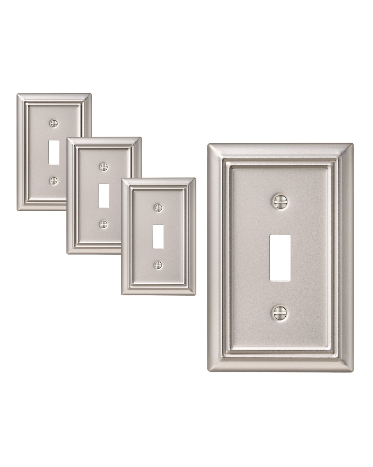 DEWENWILS Single Toggle Wall Plates, Satin Nickel Metal Outlet Covers, 4-Pack