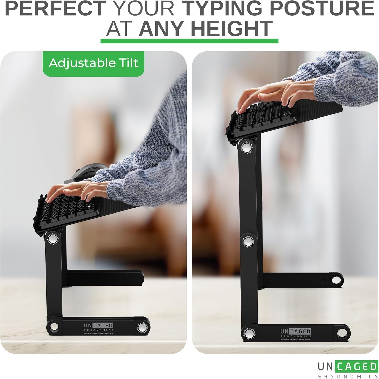 WorkEZ Adjustable Computer Keyboard Stand for Desk, Keyboard & Mouse Riser, E...