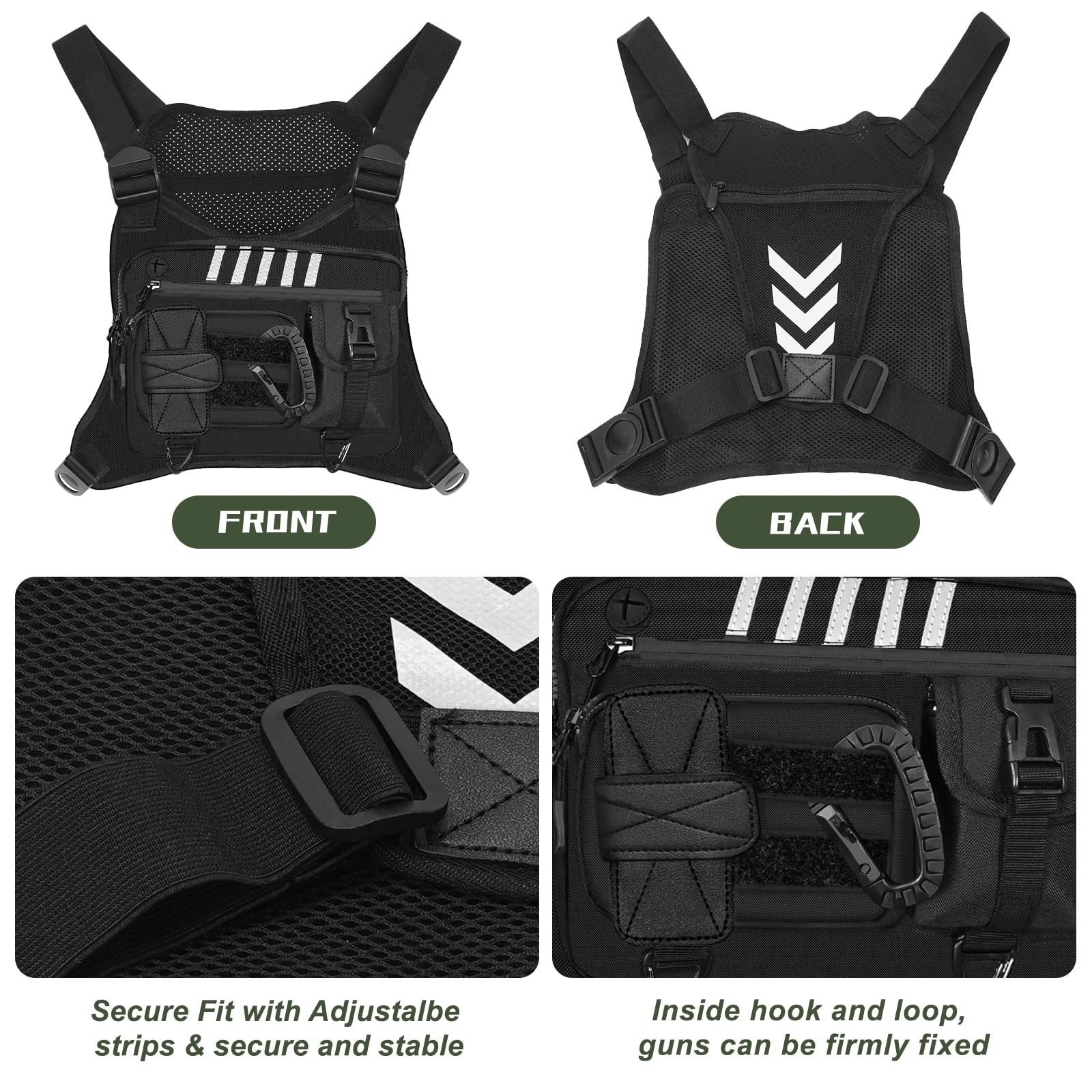 Chest Rig Running Vest for Men - Lightweight & Comfortable Medium, black