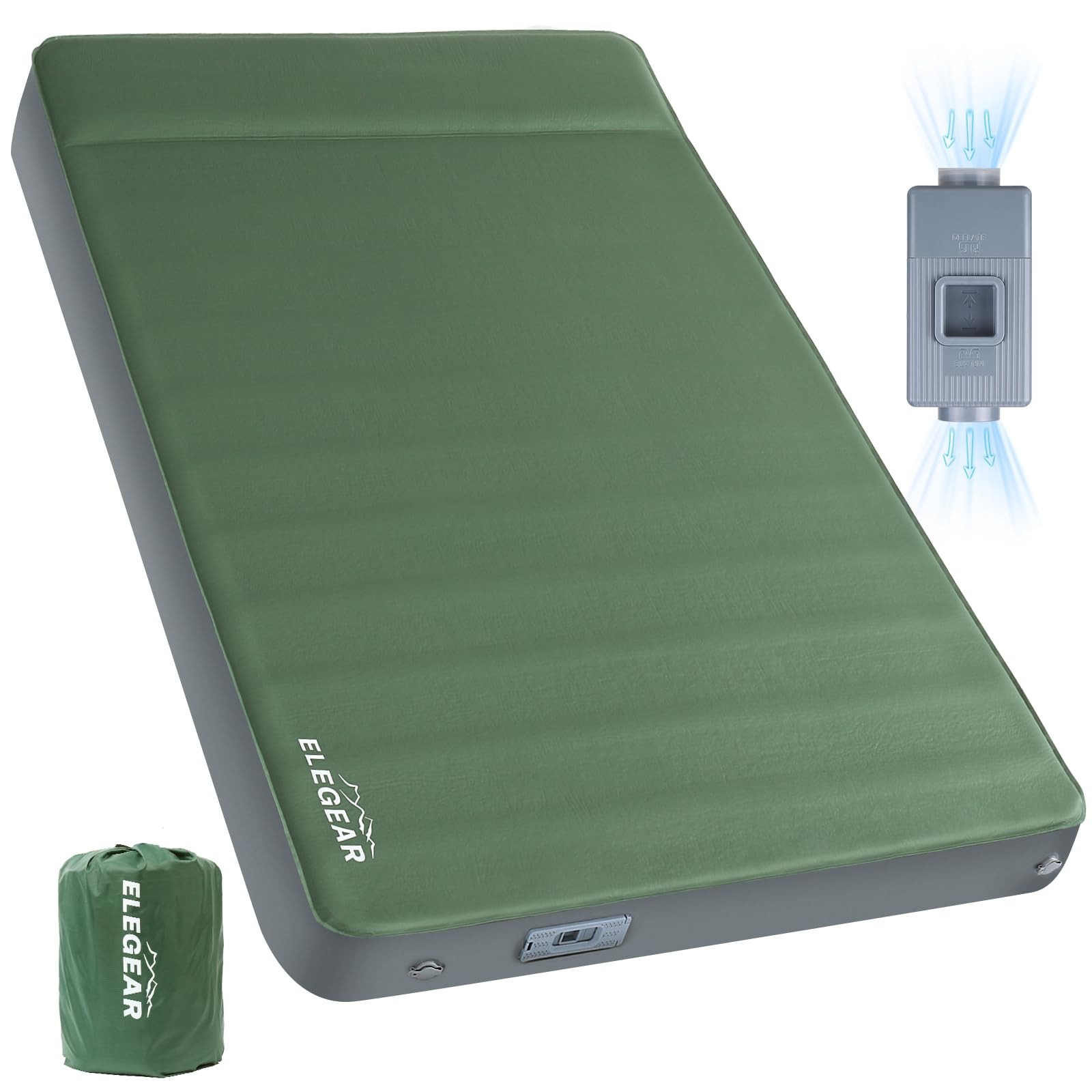 Air & Foam Self Inflating Sleeping Pad with Electric Pump 4" Full
