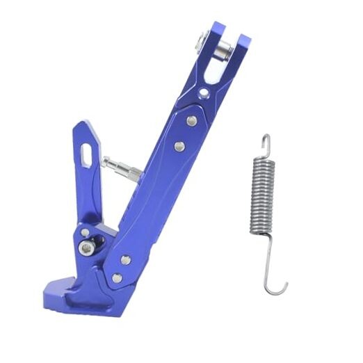 Blue CNC Aluminum Kickstand for Motorcycles - Adjustable Foot Support 200-260mm