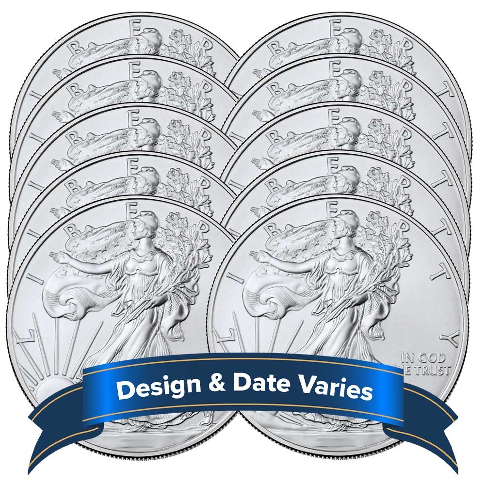Lot of 10 - $1 American Silver Eagle 1 oz Random Year BU