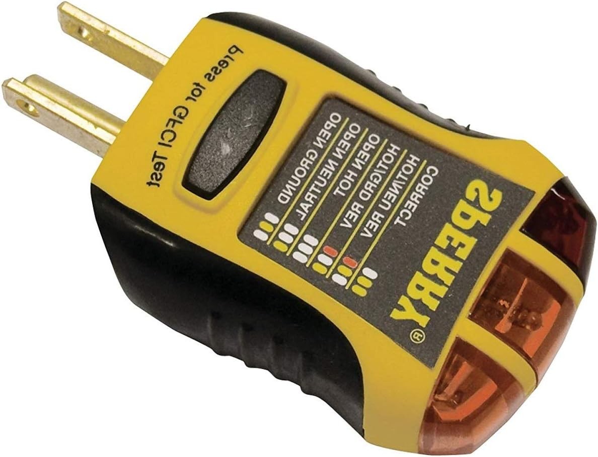 Instruments GFI6302 GFCI Outlet Tester 120V with 7 Visual Indicators Yellow