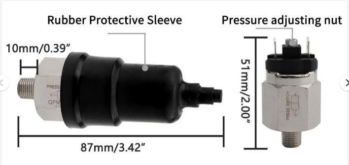 Adjustable Pressure Control Switch NO or NC 1/8" NPT Stainless Steel 15-145 psi
