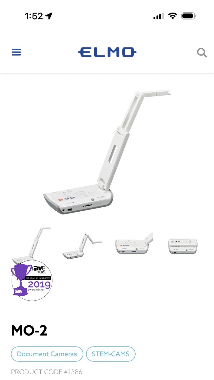 Elmo MO-2 Full HD Stem Document Camera