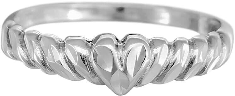 Diamond Cut Groovy Heart Ring