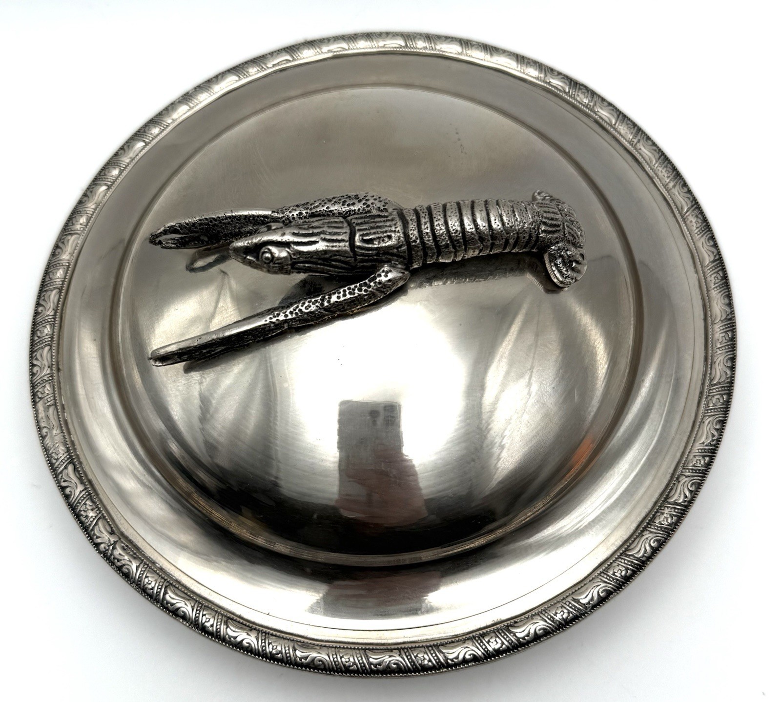 Vintage Silver Plated Lobster Handle Baking Dish - Missing Insert - 7” Round