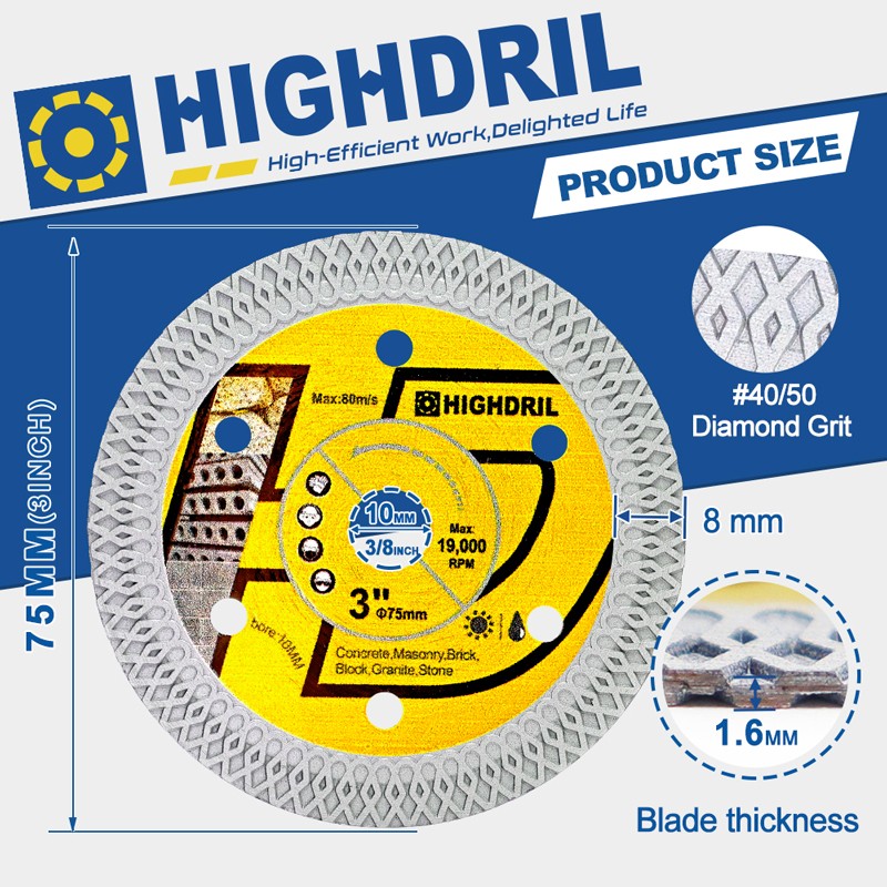 10pcs 3" Hot Pressed Sintering Diamond X Mesh Saw Blades Concrete Cutting Discs