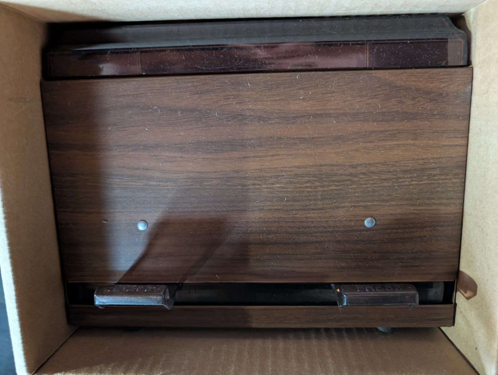 Vollrath 3815-12 single sided wrapped straw dispenser walnut  STRAWBBOSS JR