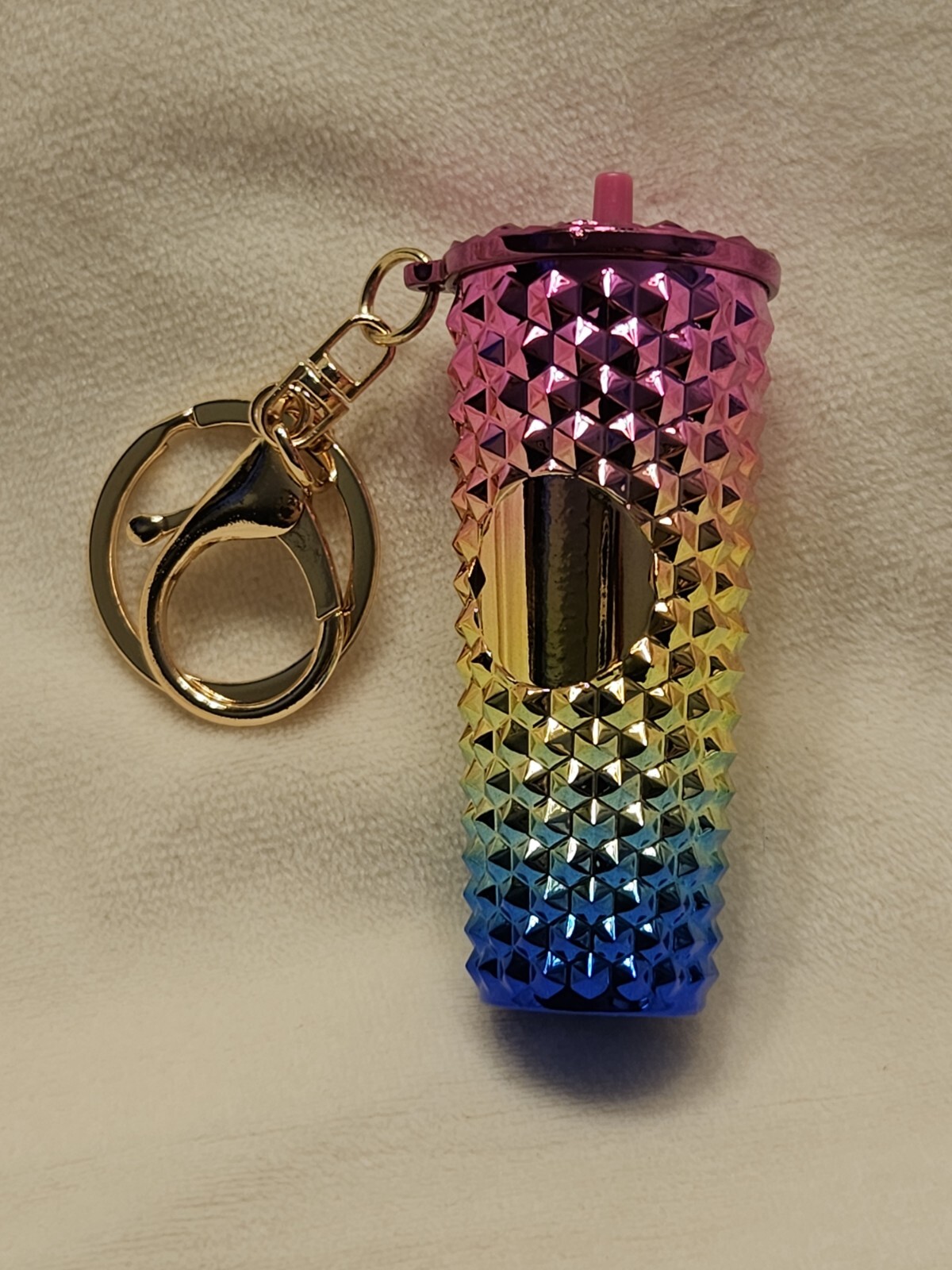 Multicolor Durian Pattern Drinking Cup Keychain Gradient Pendant Straw Keyring