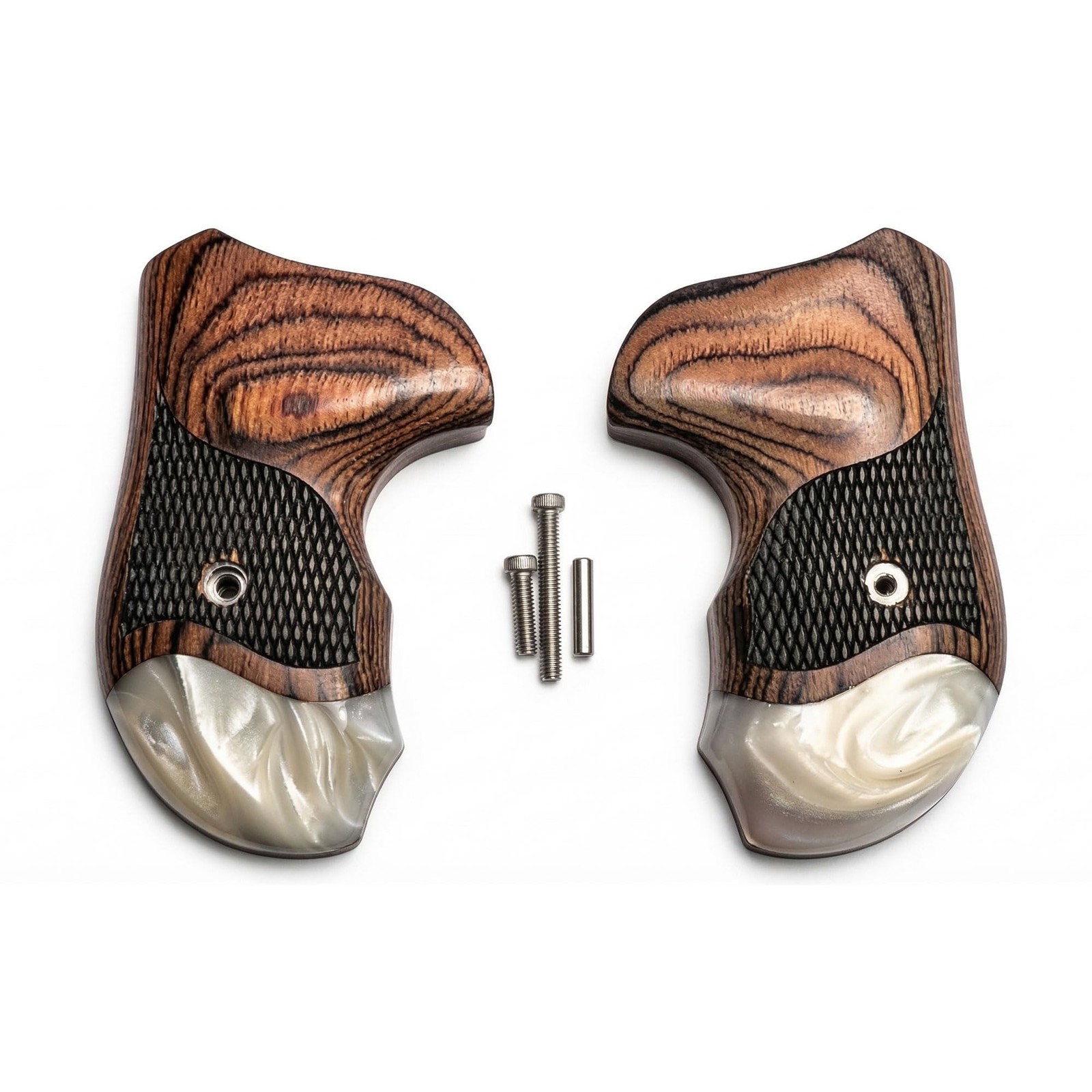 S&W J Round Butt Revolver Grips Real Wood and Pearl Grips fit Smith & Wesson J