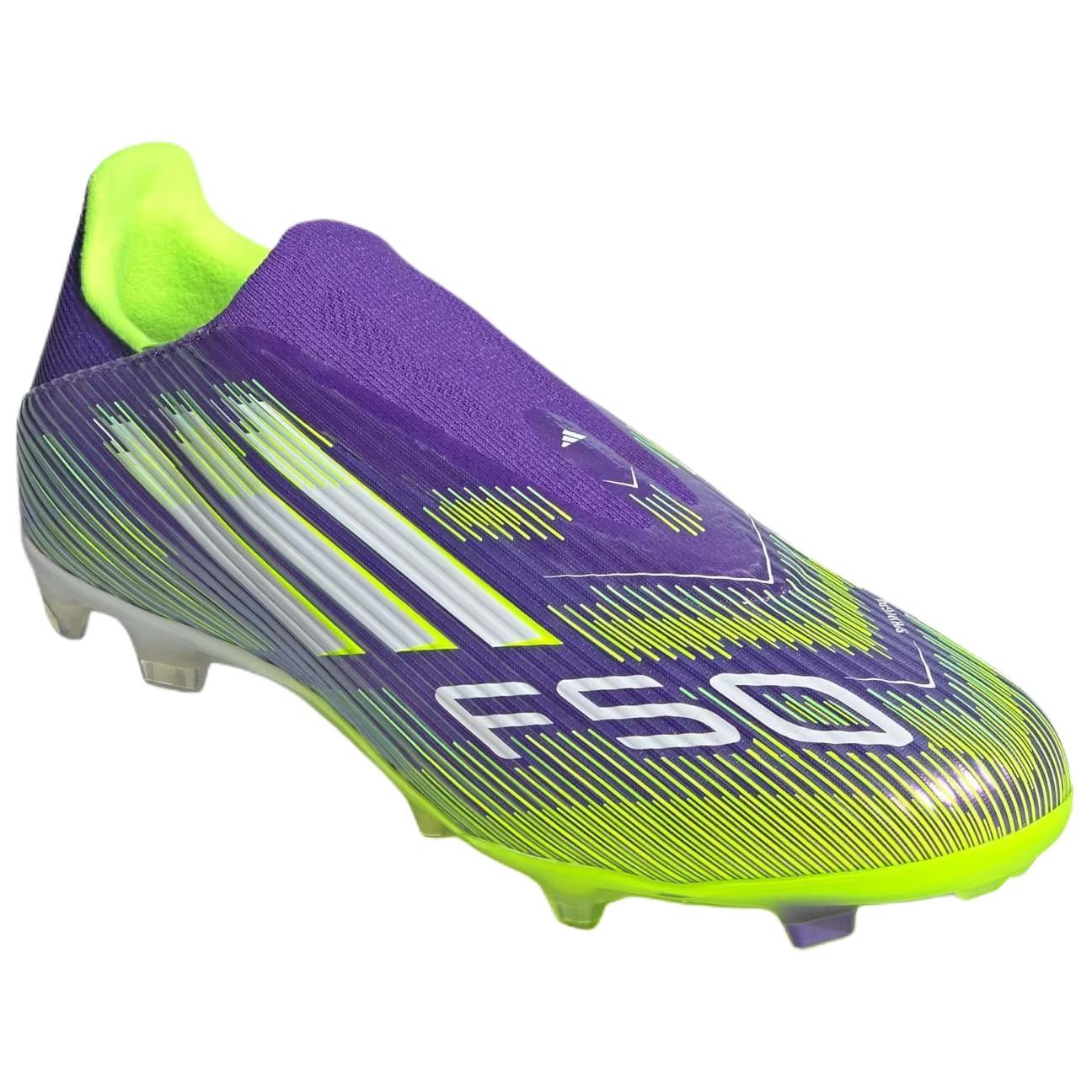 Adidas Adizero F50 League Laceless FG MG Purple Rush Lucid Lemon - JH7734